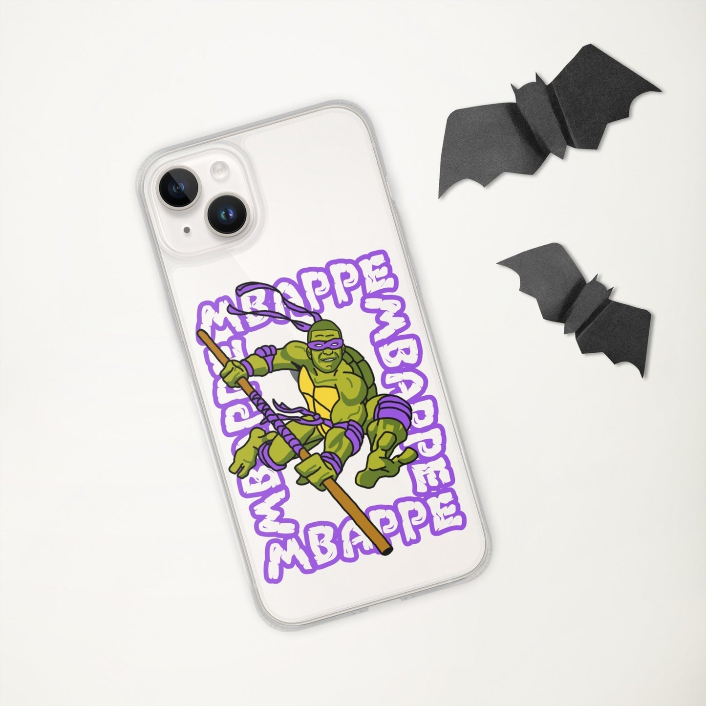 Kylian Mbappe Purple Ninja Turtle Donatello Clear Case for iPhone® Mobile Phone Cases Football Kylian Mbappe Ninja Turtles PSG Real Madrid Next Cult Brand