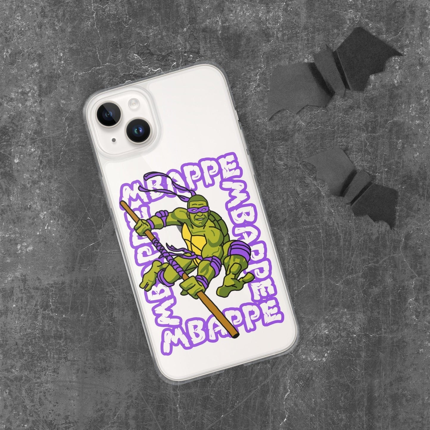 Kylian Mbappe Purple Ninja Turtle Donatello Clear Case for iPhone® iPhone 14 Plus Mobile Phone Cases Football Kylian Mbappe Ninja Turtles PSG Real Madrid Next Cult Brand