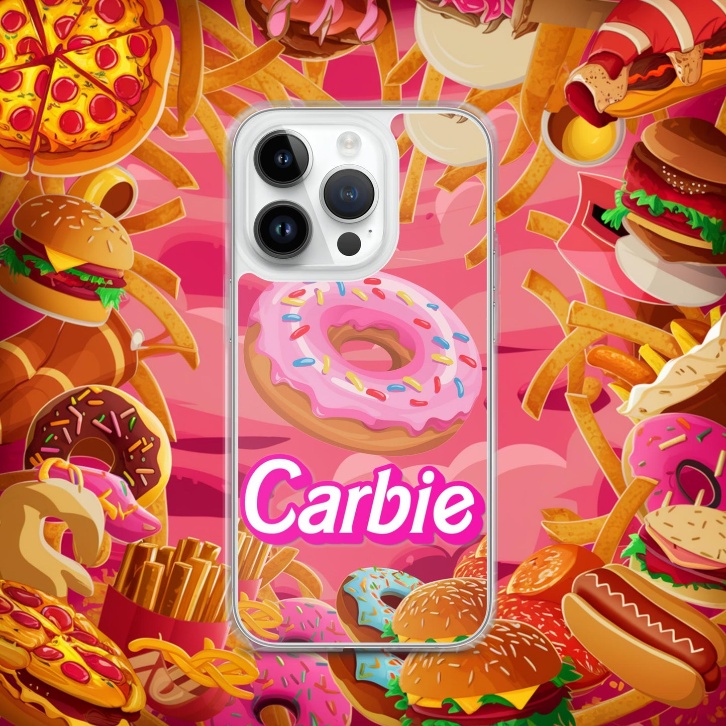 Carbie Barbie I Love Carbs I Love Donuts Clear Case for iPhone iPhone 14 Pro Mobile Phone Cases Barbie Carbie Donuts Fast Food Ken Movies Next Cult Brand