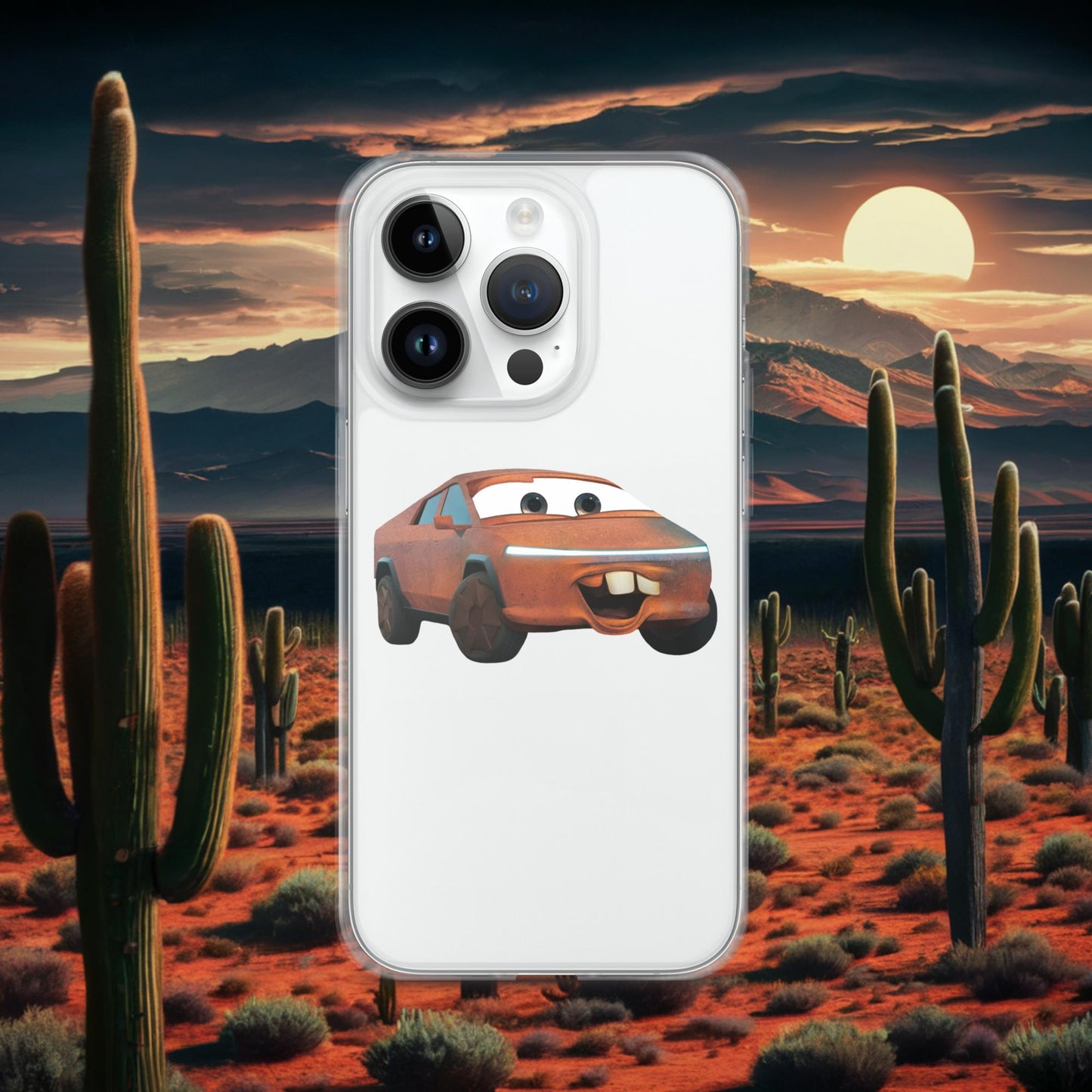 Rusty Tesla Cybertruck Elon Musk Cars Movie Tow Mater Clear Case for iPhone iPhone 14 Pro Mobile Phone Cases Cars Movie Celebrities Cybertruck Elon Musk Movies Tesla Next Cult Brand