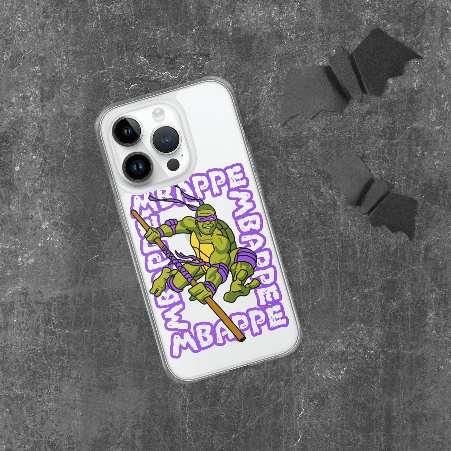 Kylian Mbappe Purple Ninja Turtle Donatello Clear Case for iPhone® iPhone 14 Pro Mobile Phone Cases Football Kylian Mbappe Ninja Turtles PSG Real Madrid Next Cult Brand