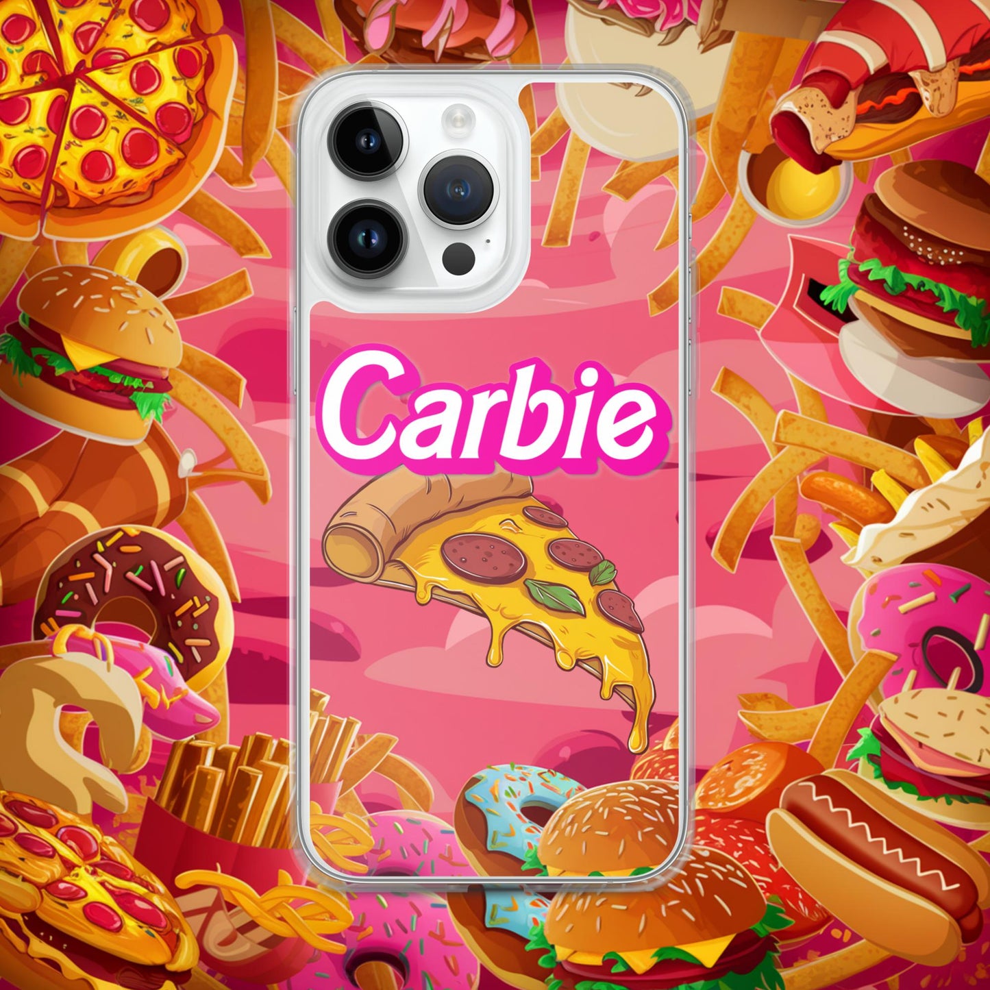 Carbie Barbie I Love Carbs I Love Pizza Clear Case for iPhone iPhone 14 Pro Max Mobile Phone Cases Barbie Carbie Fast Food Ken Movies Pizza Next Cult Brand