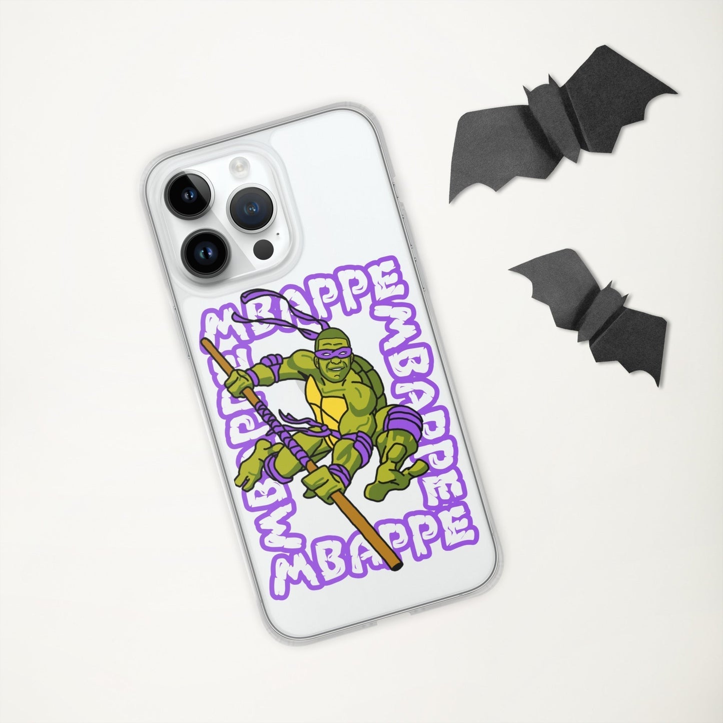 Kylian Mbappe Purple Ninja Turtle Donatello Clear Case for iPhone® Mobile Phone Cases Football Kylian Mbappe Ninja Turtles PSG Real Madrid Next Cult Brand