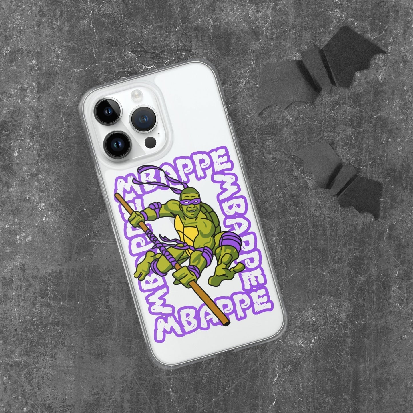 Kylian Mbappe Purple Ninja Turtle Donatello Clear Case for iPhone® iPhone 14 Pro Max Mobile Phone Cases Football Kylian Mbappe Ninja Turtles PSG Real Madrid Next Cult Brand