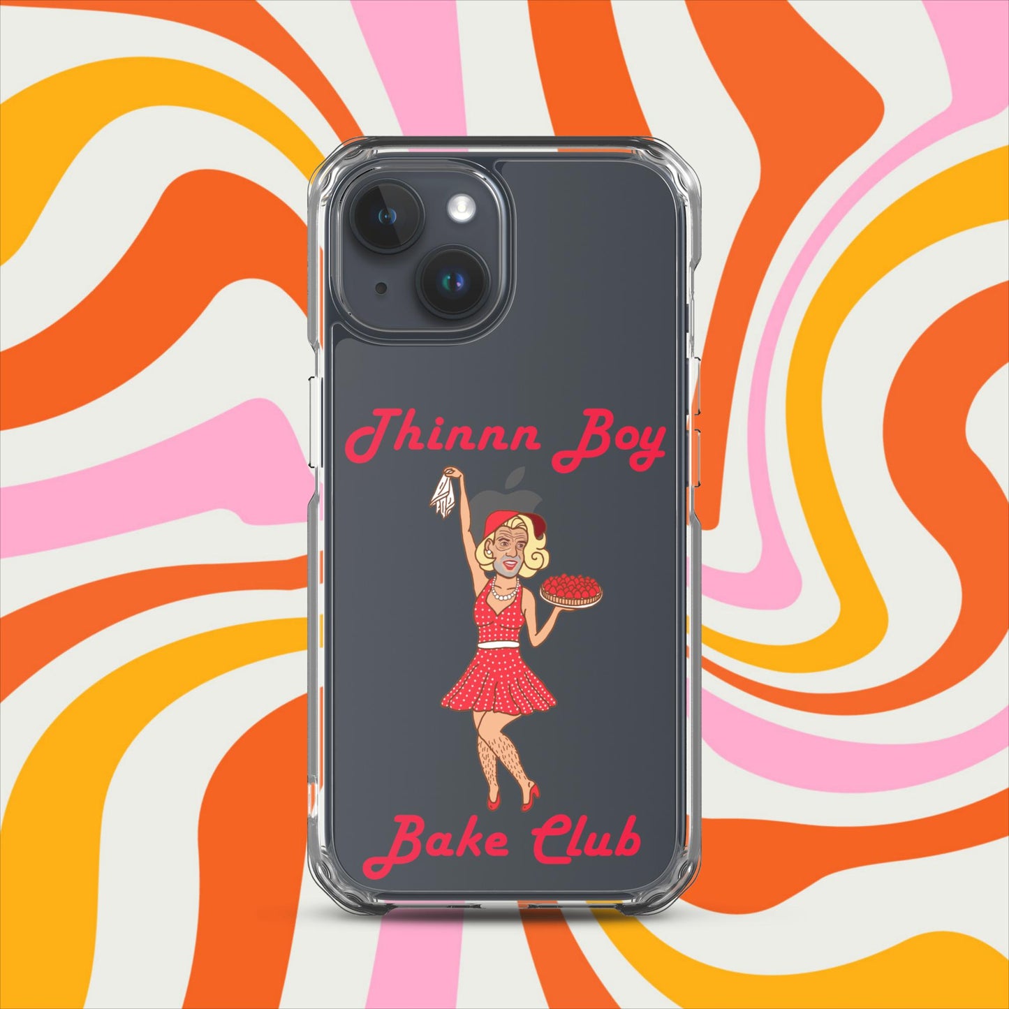 Thinnn Boy Bake Club The Fighter and The Kid TFATK Podcast Comedy 60s retro housewife Bryan Callen Clear Case for iPhone iPhone 15 Mobile Phone Cases Bryan Callen Podcasts Stand-up Comedy The Fighter and The Kid (TFATK) Thinnn Boy Bake Club Next Cult Brand