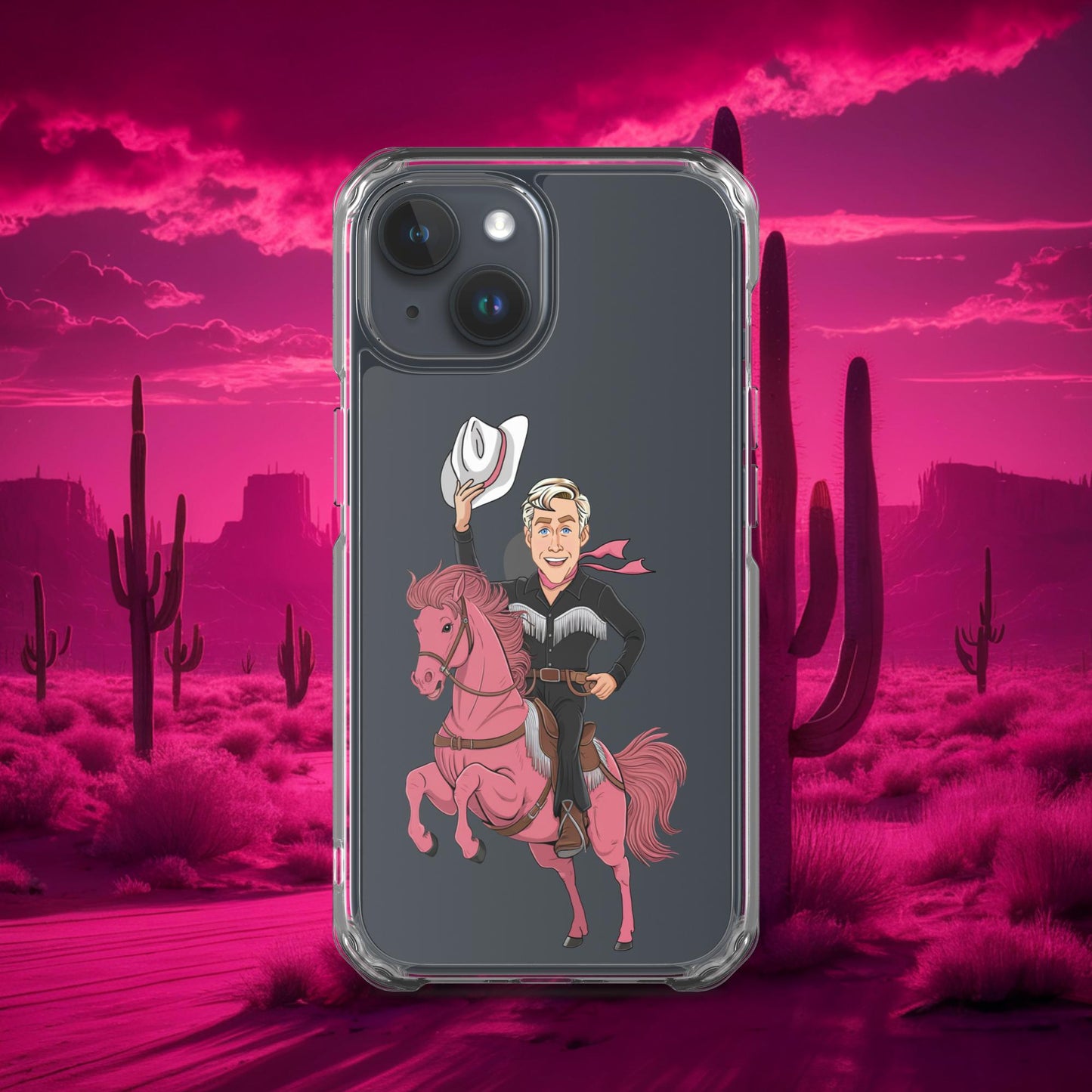 Ryan Gosling Ken Cowboy Horse Barbie Movie Clear Case for iPhone iPhone 15 Mobile Phone Cases Barbie Celebrities Ken Movies Ryan Gosling Next Cult Brand