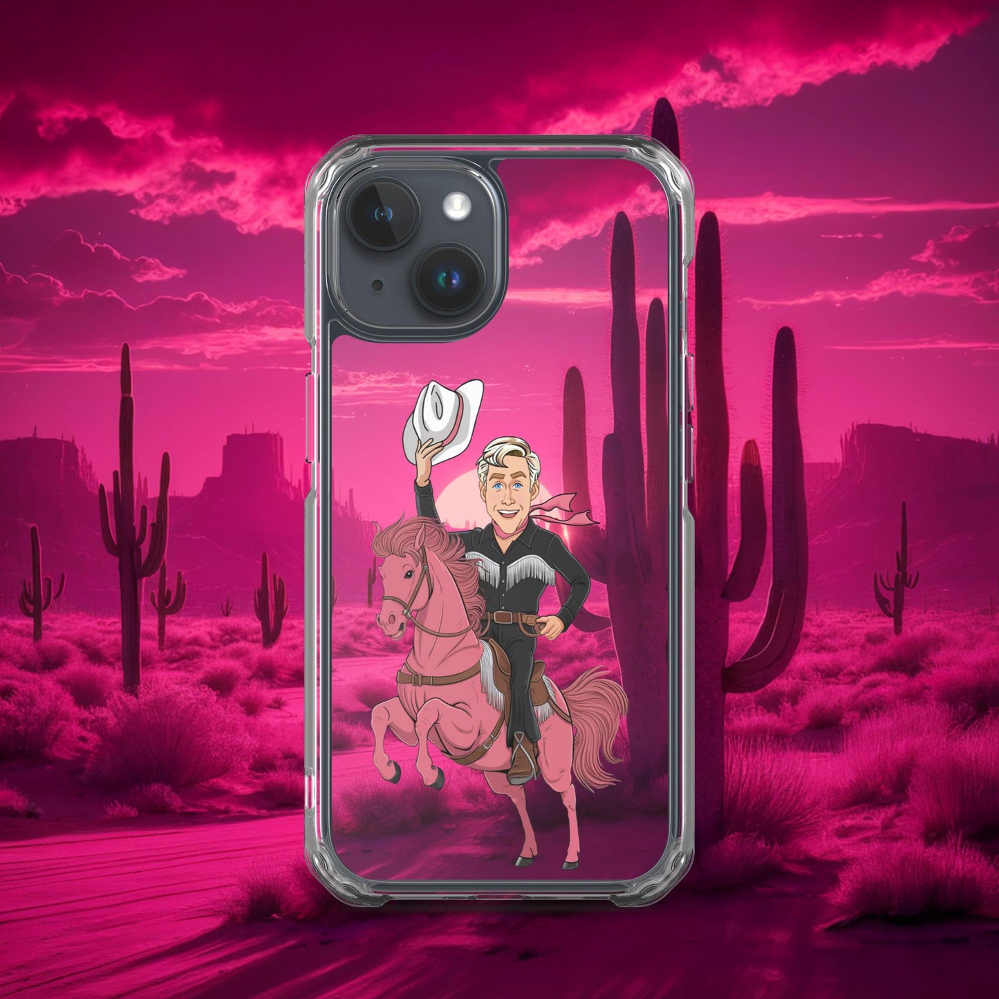 Ryan Gosling Ken Cowboy Horse Barbie Movie Clear Case for iPhone iPhone 15 Mobile Phone Cases Barbie Celebrities Ken Movies Ryan Gosling Next Cult Brand