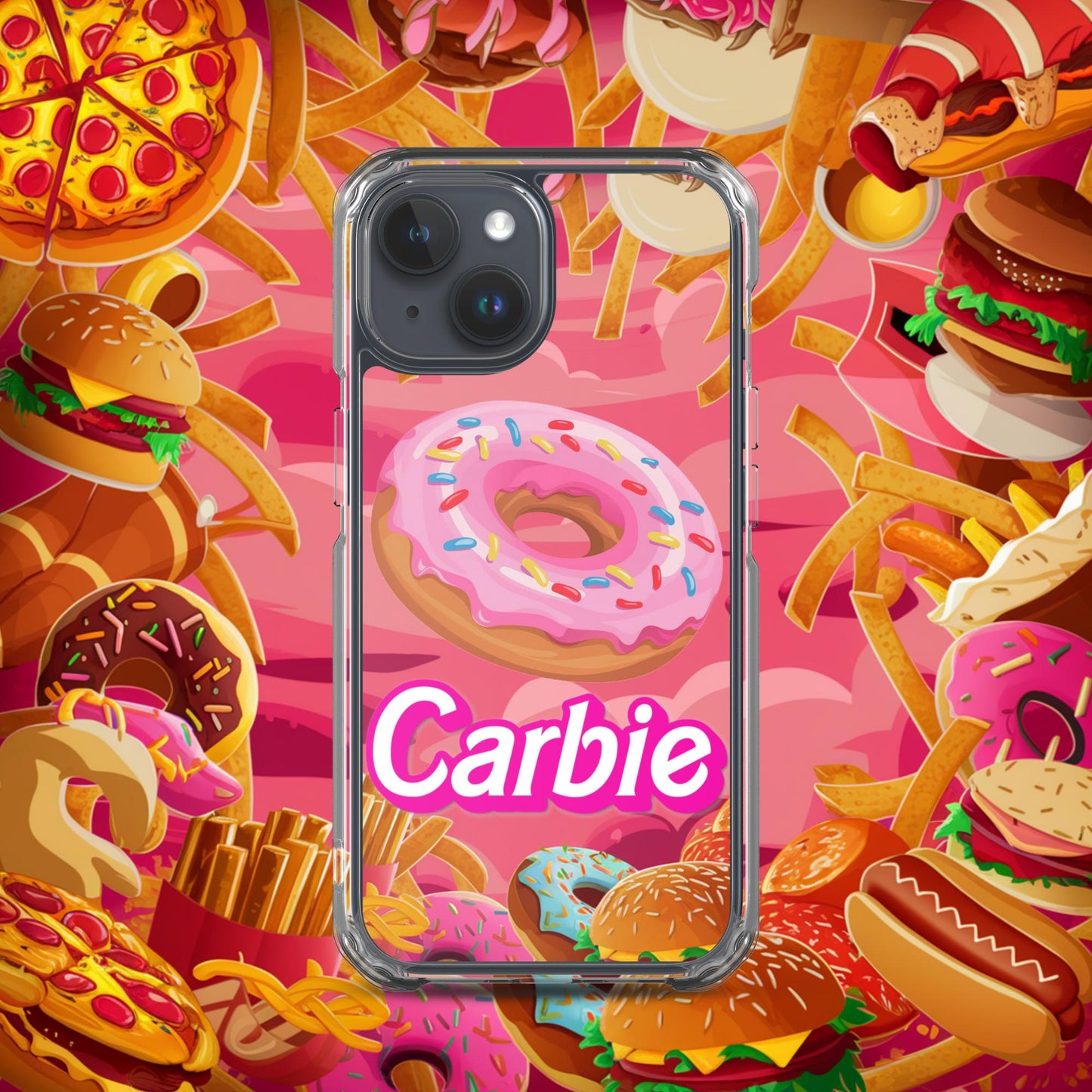 Carbie Barbie I Love Carbs I Love Donuts Clear Case for iPhone iPhone 15 Mobile Phone Cases Barbie Carbie Donuts Fast Food Ken Movies Next Cult Brand
