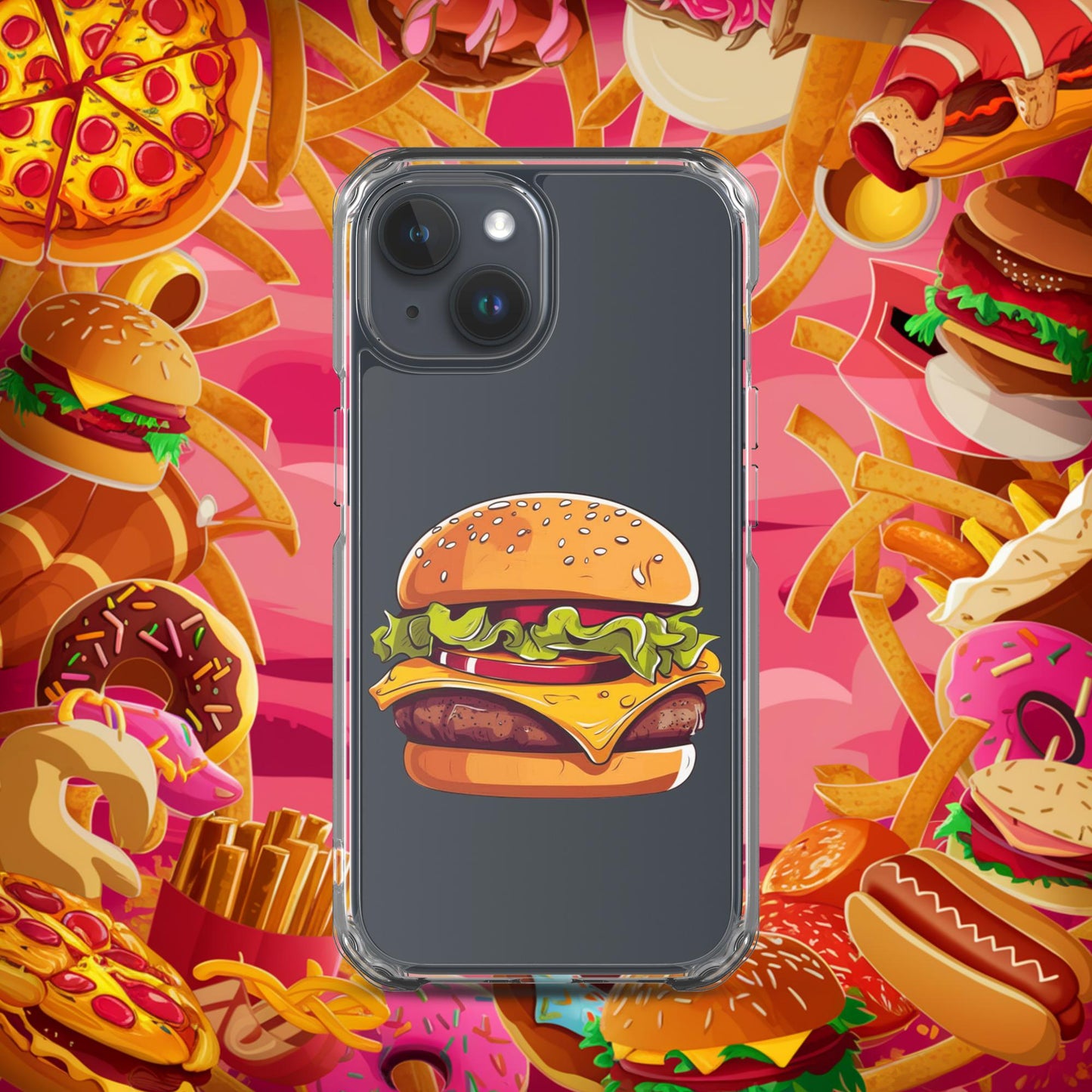 Cheeseburger I Love Burgers Clear Case for iPhone iPhone 15 Mobile Phone Cases Burgers Fast Food Next Cult Brand