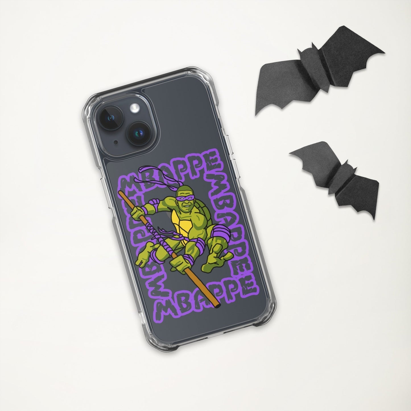 Kylian Mbappe Purple Ninja Turtle Donatello Clear Case for iPhone® Mobile Phone Cases Football Kylian Mbappe Ninja Turtles PSG Real Madrid Next Cult Brand