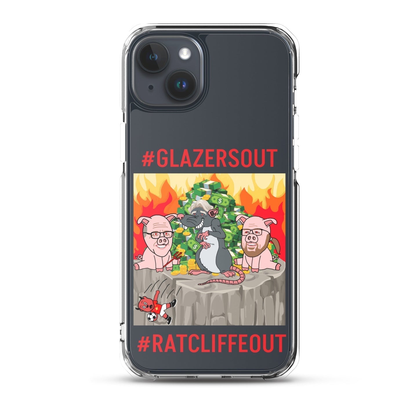 Manchester United Ratcliffe Out, Glazers Out Clear Case for iPhone® iPhone 15 Plus Mobile Phone Cases Football GlazersOut Manchester United RatcliffeOut Next Cult Brand
