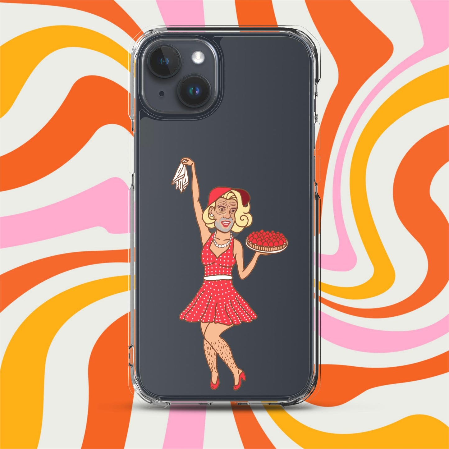 Thinnn Boy Bake Club The Fighter and The Kid TFATK Podcast Comedy 60s retro housewife Bryan Callen Clear Case for iPhone iPhone 15 Plus Mobile Phone Cases Bryan Callen Podcasts Stand-up Comedy The Fighter and The Kid (TFATK) Thinnn Boy Bake Club Next Cult Brand