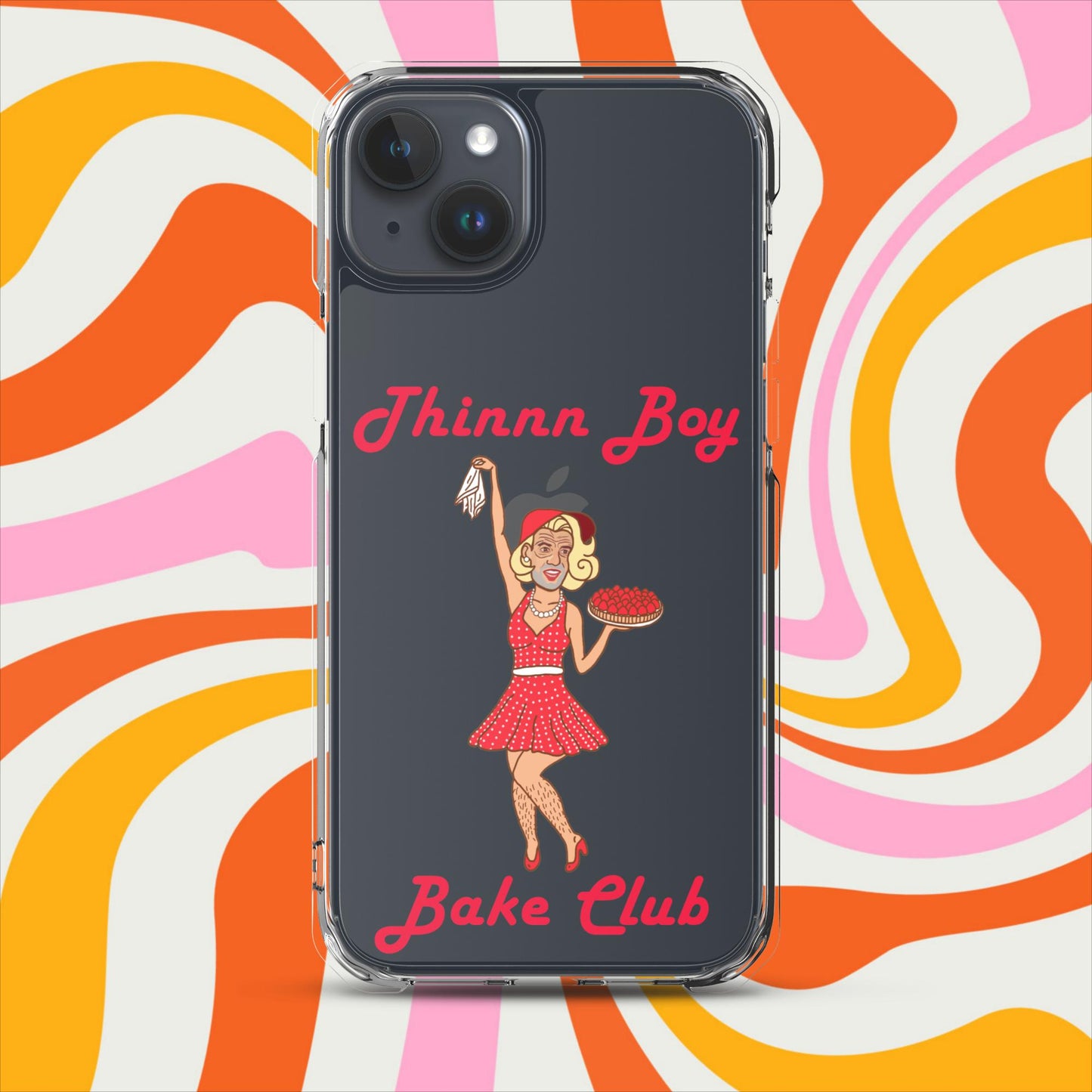 Thinnn Boy Bake Club The Fighter and The Kid TFATK Podcast Comedy 60s retro housewife Bryan Callen Clear Case for iPhone iPhone 15 Plus Mobile Phone Cases Bryan Callen Podcasts Stand-up Comedy The Fighter and The Kid (TFATK) Thinnn Boy Bake Club Next Cult Brand