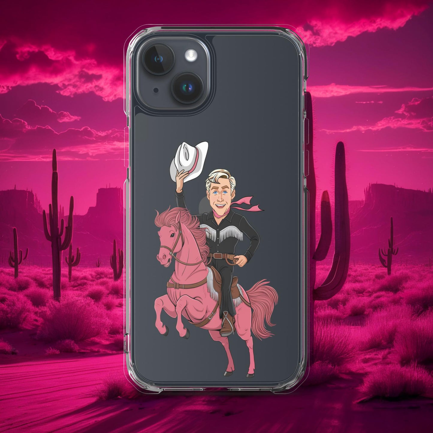 Ryan Gosling Ken Cowboy Horse Barbie Movie Clear Case for iPhone iPhone 15 Plus Mobile Phone Cases Barbie Celebrities Ken Movies Ryan Gosling Next Cult Brand