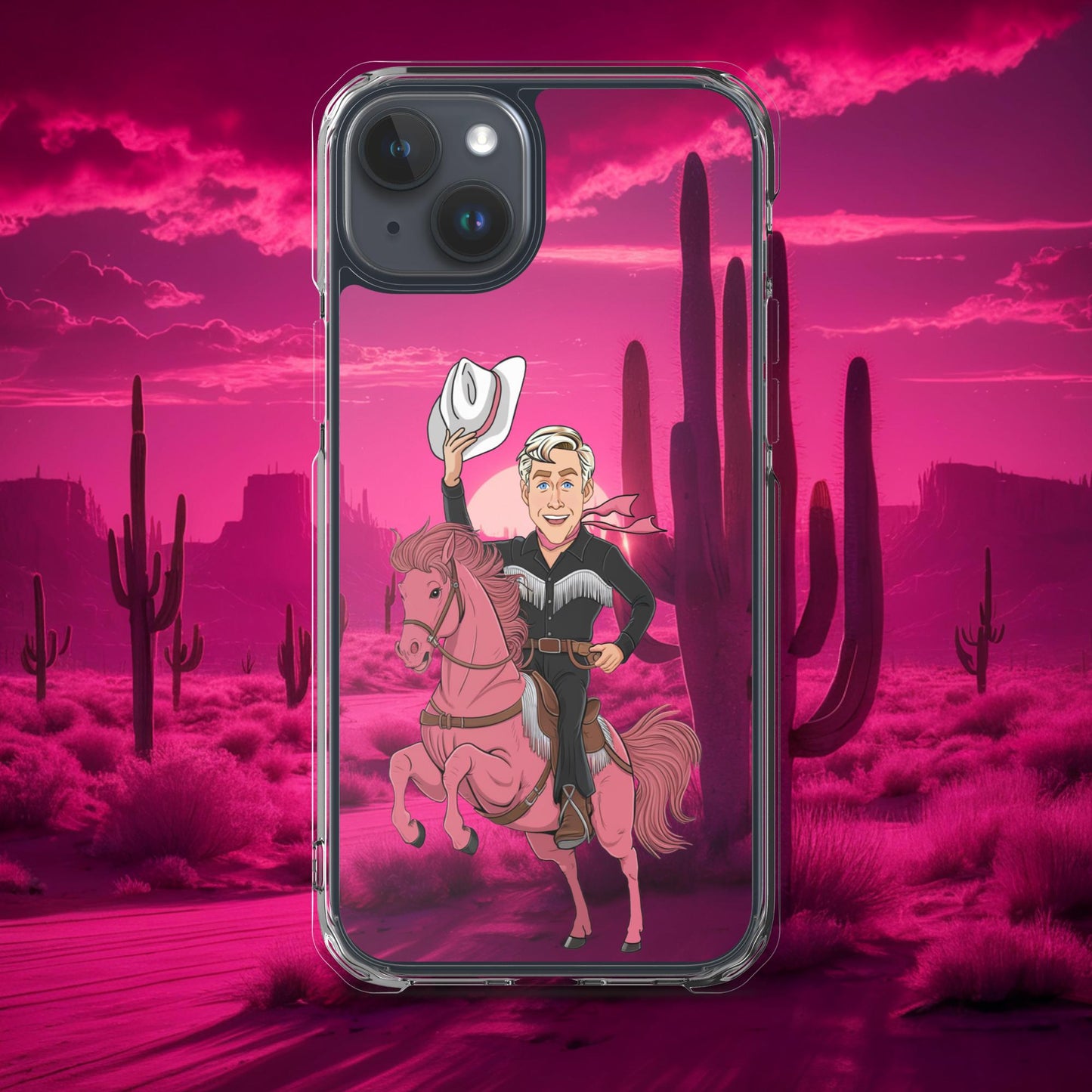 Ryan Gosling Ken Cowboy Horse Barbie Movie Clear Case for iPhone iPhone 15 Plus Mobile Phone Cases Barbie Celebrities Ken Movies Ryan Gosling Next Cult Brand