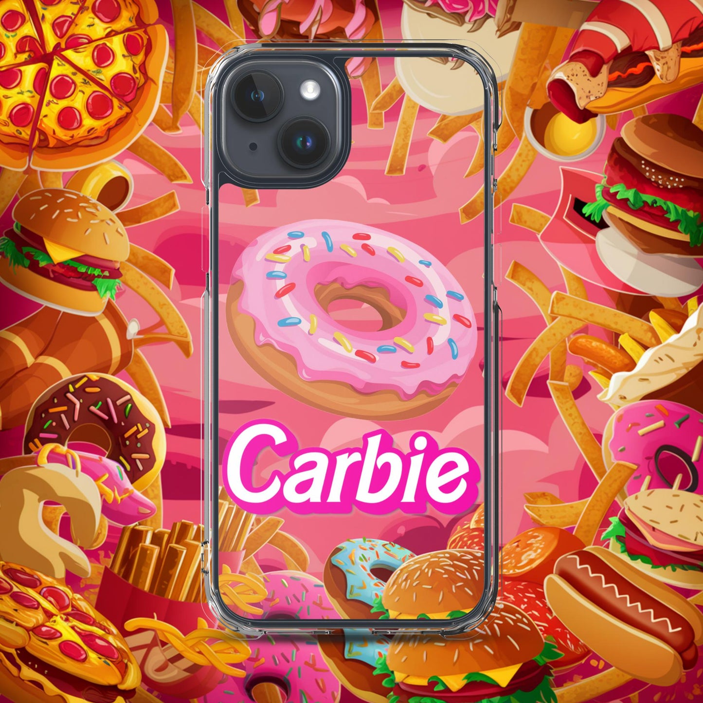 Carbie Barbie I Love Carbs I Love Donuts Clear Case for iPhone iPhone 15 Plus Mobile Phone Cases Barbie Carbie Donuts Fast Food Ken Movies Next Cult Brand