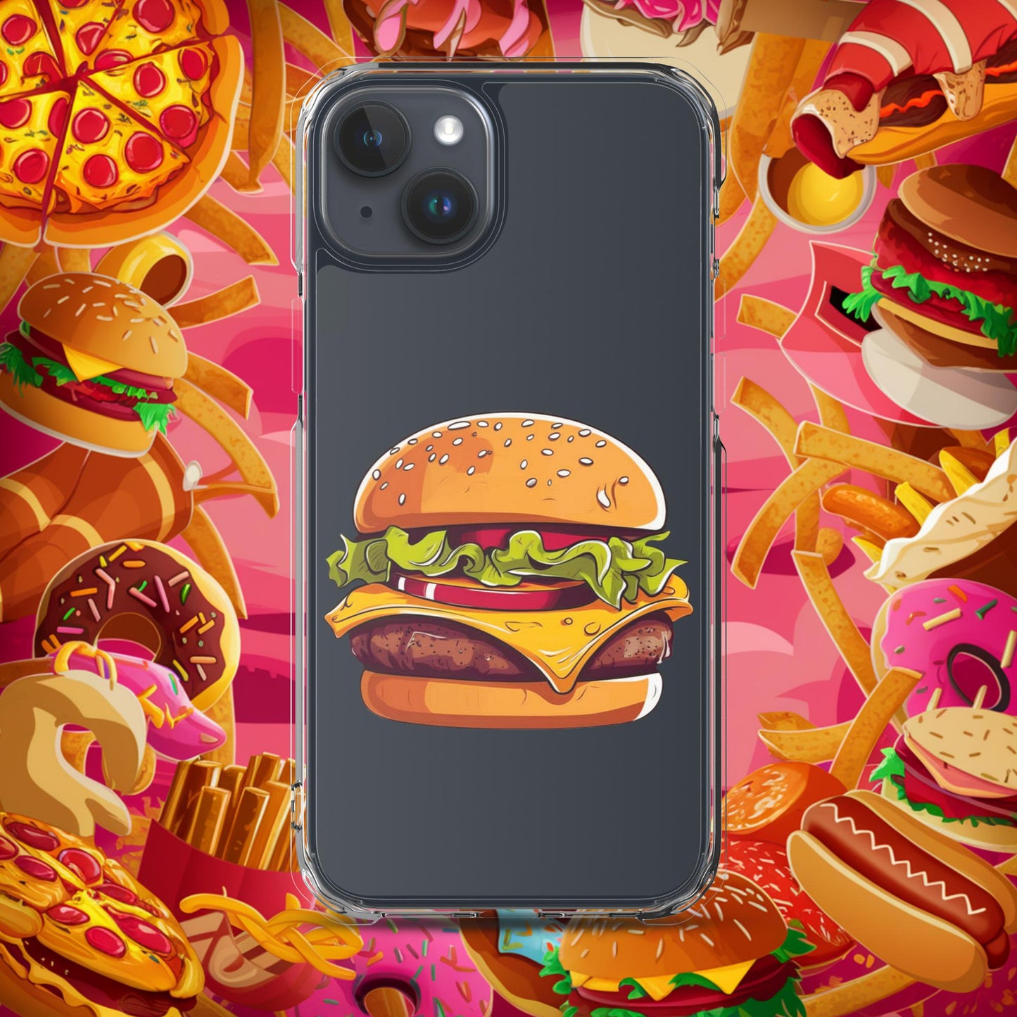 Cheeseburger I Love Burgers Clear Case for iPhone iPhone 15 Plus Mobile Phone Cases Burgers Fast Food Next Cult Brand