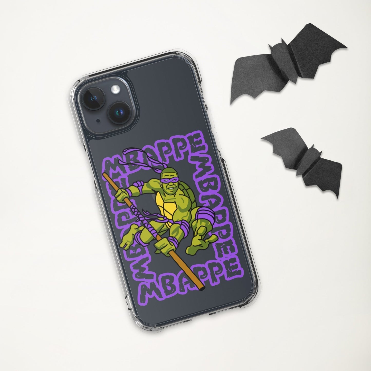 Kylian Mbappe Purple Ninja Turtle Donatello Clear Case for iPhone® Mobile Phone Cases Football Kylian Mbappe Ninja Turtles PSG Real Madrid Next Cult Brand