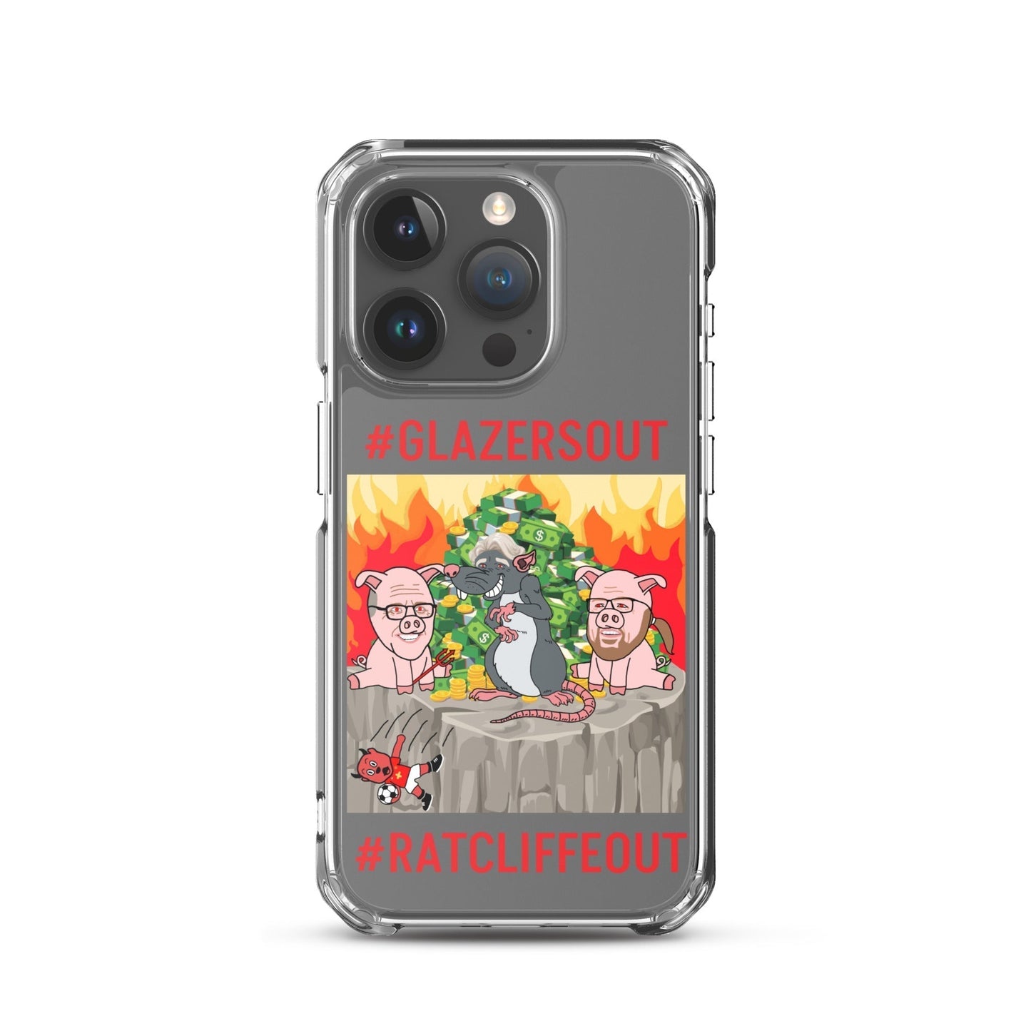 Manchester United Ratcliffe Out, Glazers Out Clear Case for iPhone® iPhone 15 Pro Mobile Phone Cases Football GlazersOut Manchester United RatcliffeOut Next Cult Brand