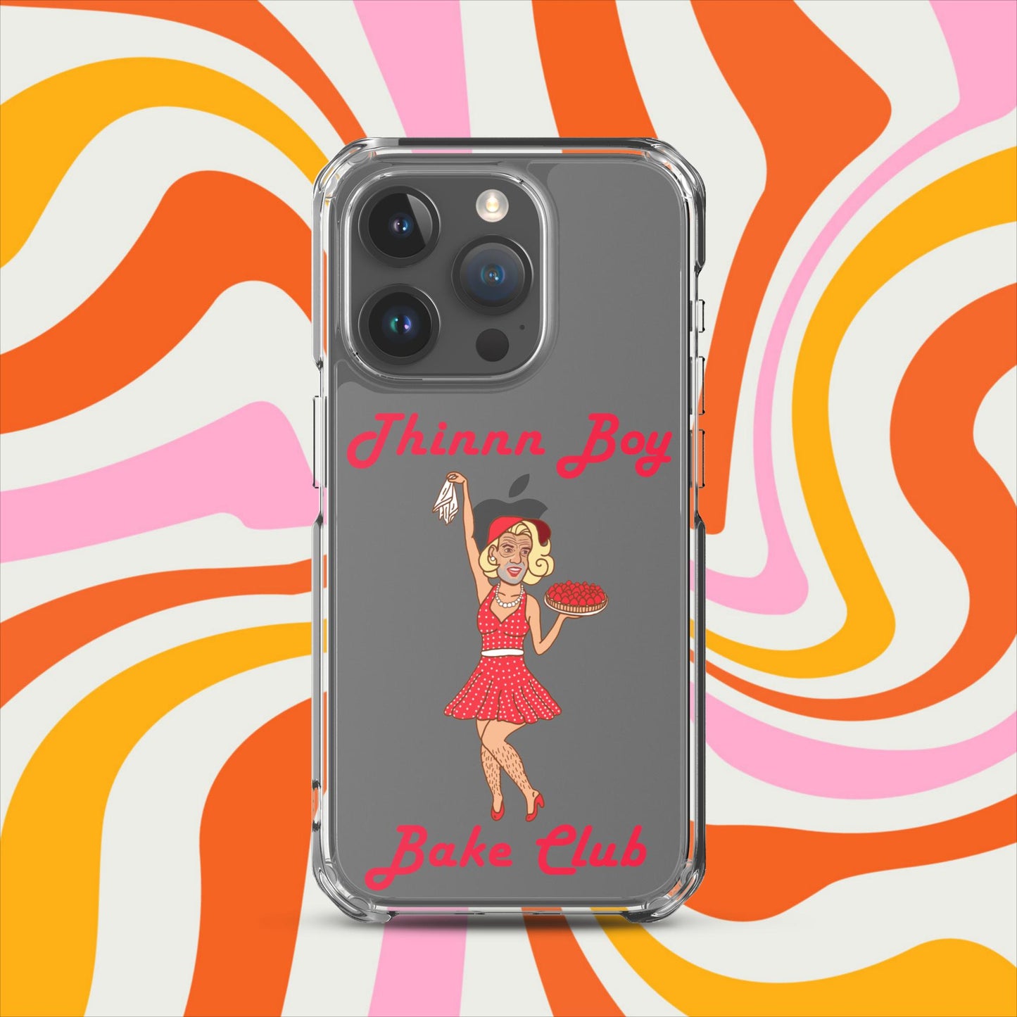 Thinnn Boy Bake Club The Fighter and The Kid TFATK Podcast Comedy 60s retro housewife Bryan Callen Clear Case for iPhone iPhone 15 Pro Mobile Phone Cases Bryan Callen Podcasts Stand-up Comedy The Fighter and The Kid (TFATK) Thinnn Boy Bake Club Next Cult Brand