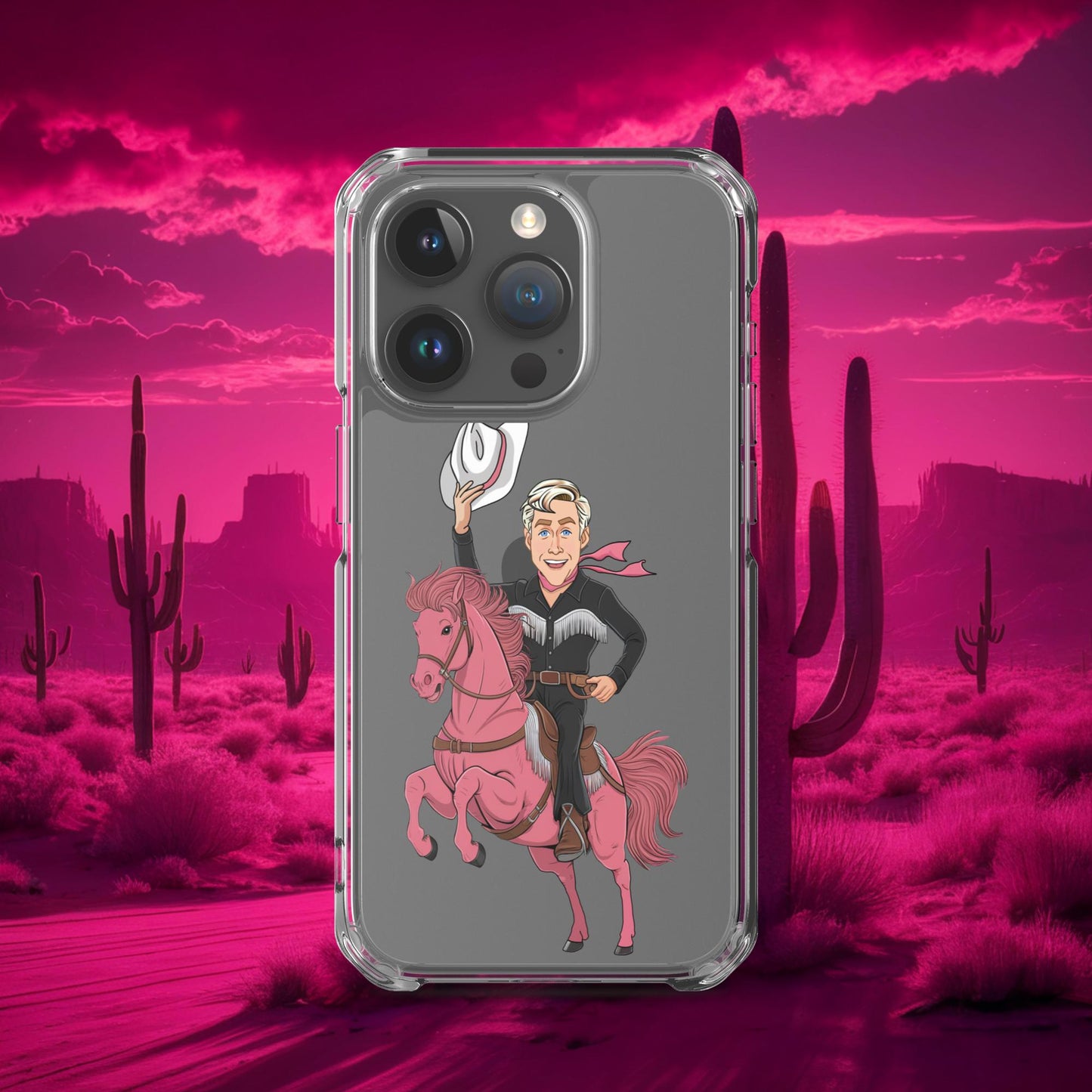 Ryan Gosling Ken Cowboy Horse Barbie Movie Clear Case for iPhone iPhone 15 Pro Mobile Phone Cases Barbie Celebrities Ken Movies Ryan Gosling Next Cult Brand