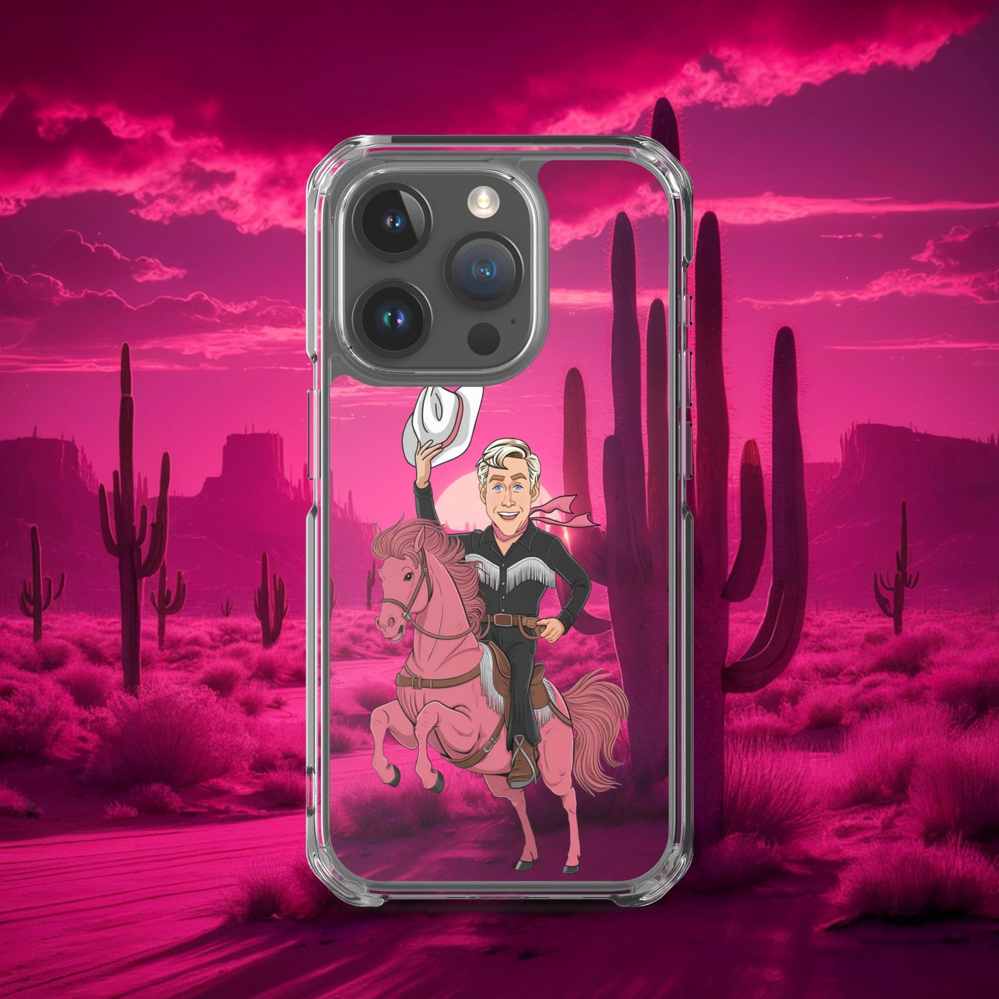 Ryan Gosling Ken Cowboy Horse Barbie Movie Clear Case for iPhone iPhone 15 Pro Mobile Phone Cases Barbie Celebrities Ken Movies Ryan Gosling Next Cult Brand