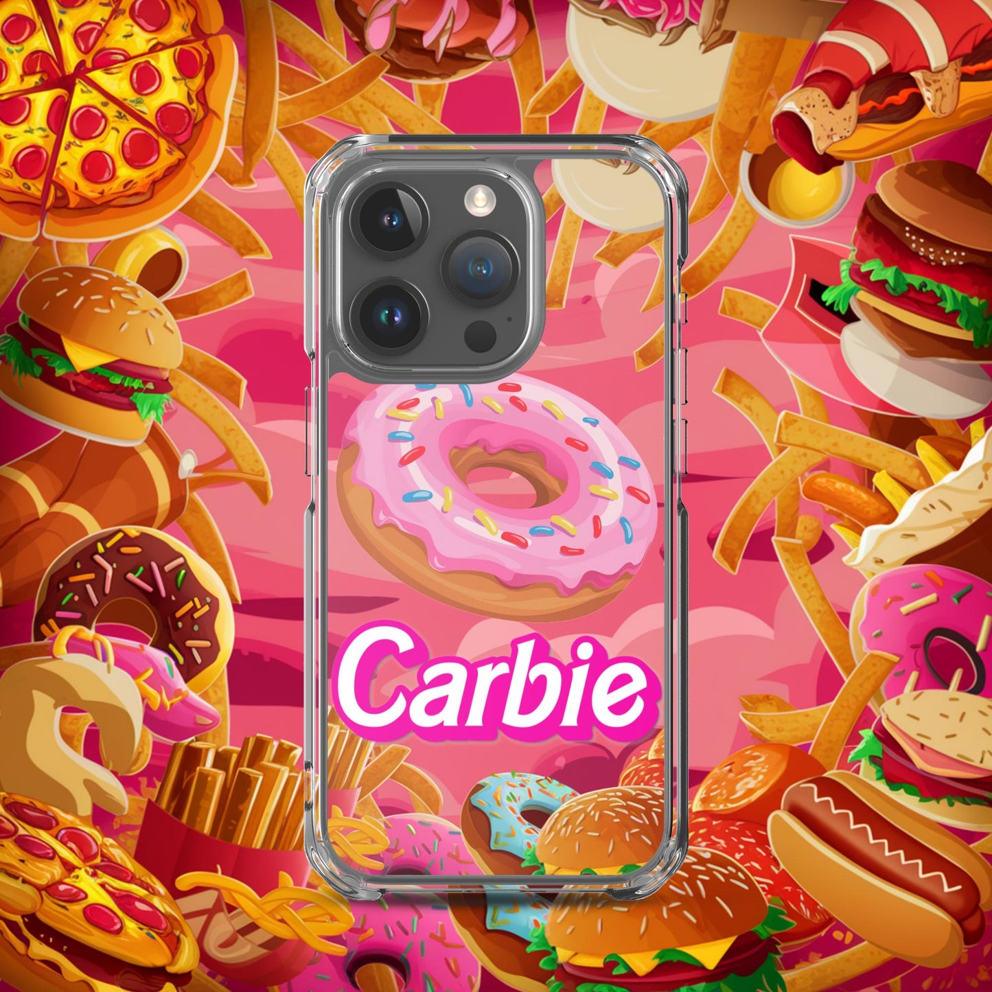 Carbie Barbie I Love Carbs I Love Donuts Clear Case for iPhone iPhone 15 Pro Mobile Phone Cases Barbie Carbie Donuts Fast Food Ken Movies Next Cult Brand