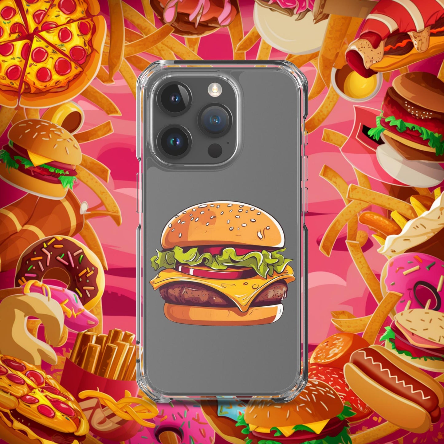 Cheeseburger I Love Burgers Clear Case for iPhone iPhone 15 Pro Mobile Phone Cases Burgers Fast Food Next Cult Brand