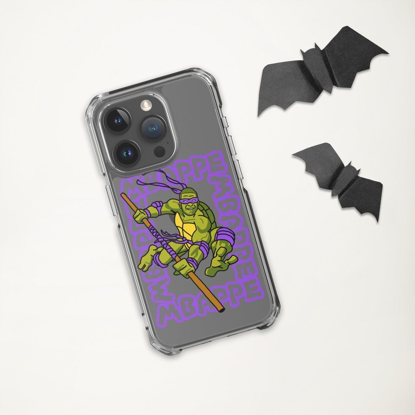 Kylian Mbappe Purple Ninja Turtle Donatello Clear Case for iPhone® Mobile Phone Cases Football Kylian Mbappe Ninja Turtles PSG Real Madrid Next Cult Brand