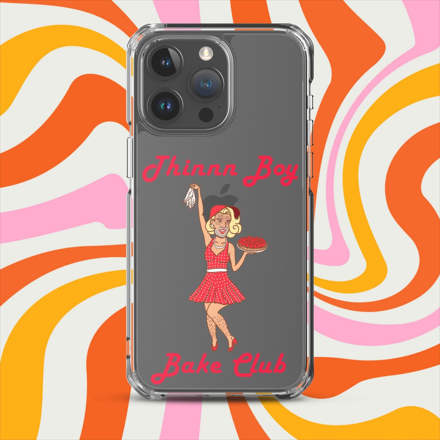 Thinnn Boy Bake Club The Fighter and The Kid TFATK Podcast Comedy 60s retro housewife Bryan Callen Clear Case for iPhone iPhone 15 Pro Max Mobile Phone Cases Bryan Callen Podcasts Stand-up Comedy The Fighter and The Kid (TFATK) Thinnn Boy Bake Club Next Cult Brand