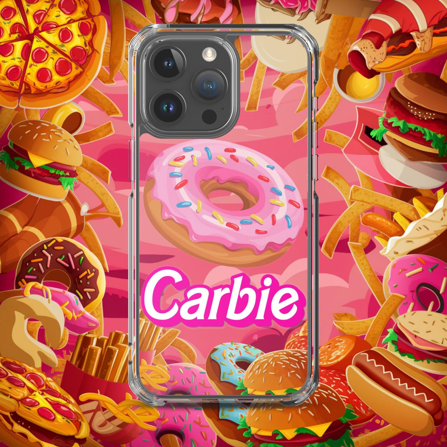 Carbie Barbie I Love Carbs I Love Donuts Clear Case for iPhone iPhone 15 Pro Max Mobile Phone Cases Barbie Carbie Donuts Fast Food Ken Movies Next Cult Brand