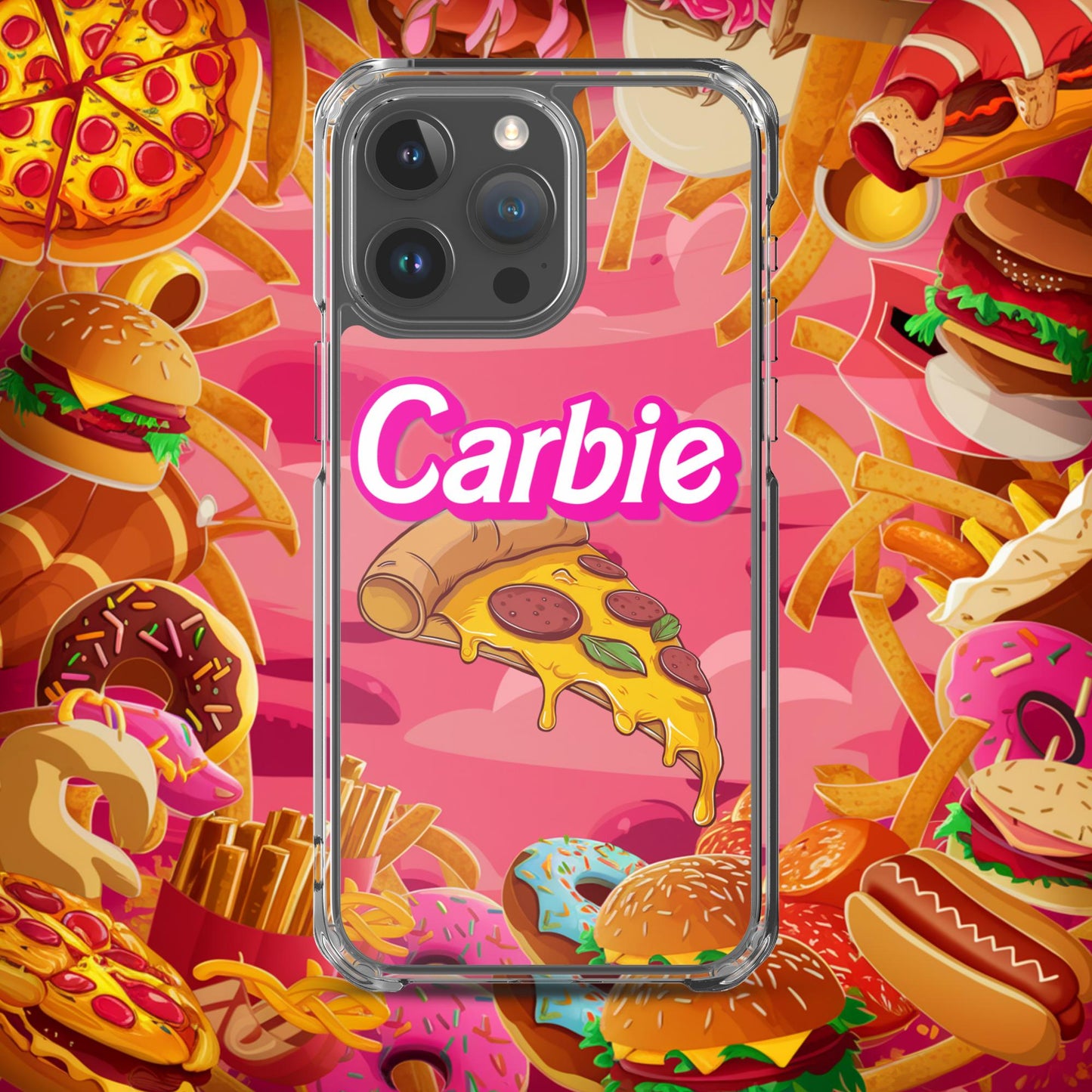 Carbie Barbie I Love Carbs I Love Pizza Clear Case for iPhone iPhone 15 Pro Max Mobile Phone Cases Barbie Carbie Fast Food Ken Movies Pizza Next Cult Brand