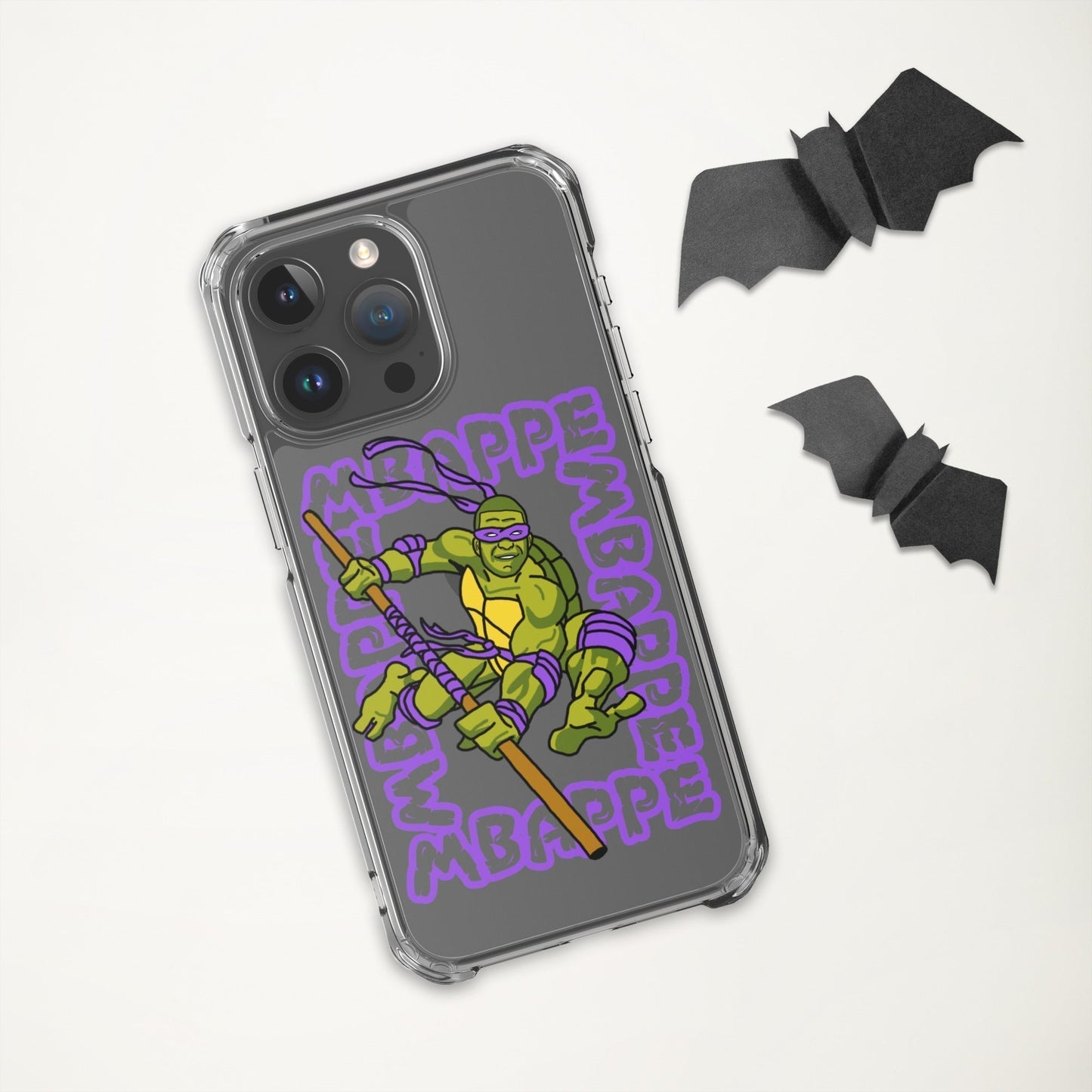 Kylian Mbappe Purple Ninja Turtle Donatello Clear Case for iPhone® Mobile Phone Cases Football Kylian Mbappe Ninja Turtles PSG Real Madrid Next Cult Brand