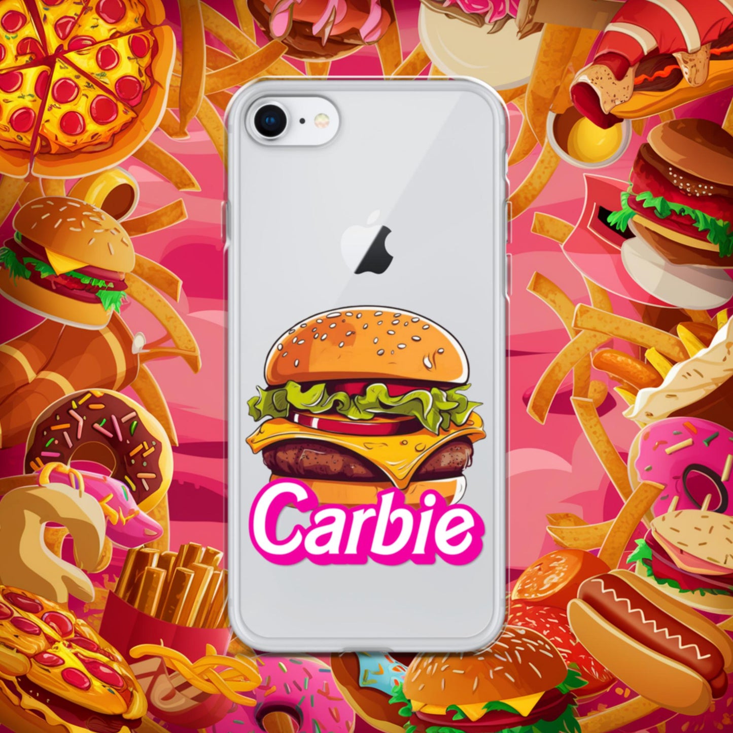 Carbie Barbie Cheeseburger Clear Case for iPhone iPhone 7 8 Mobile Phone Cases Barbie Burgers Carbie Fast Food Movies Next Cult Brand
