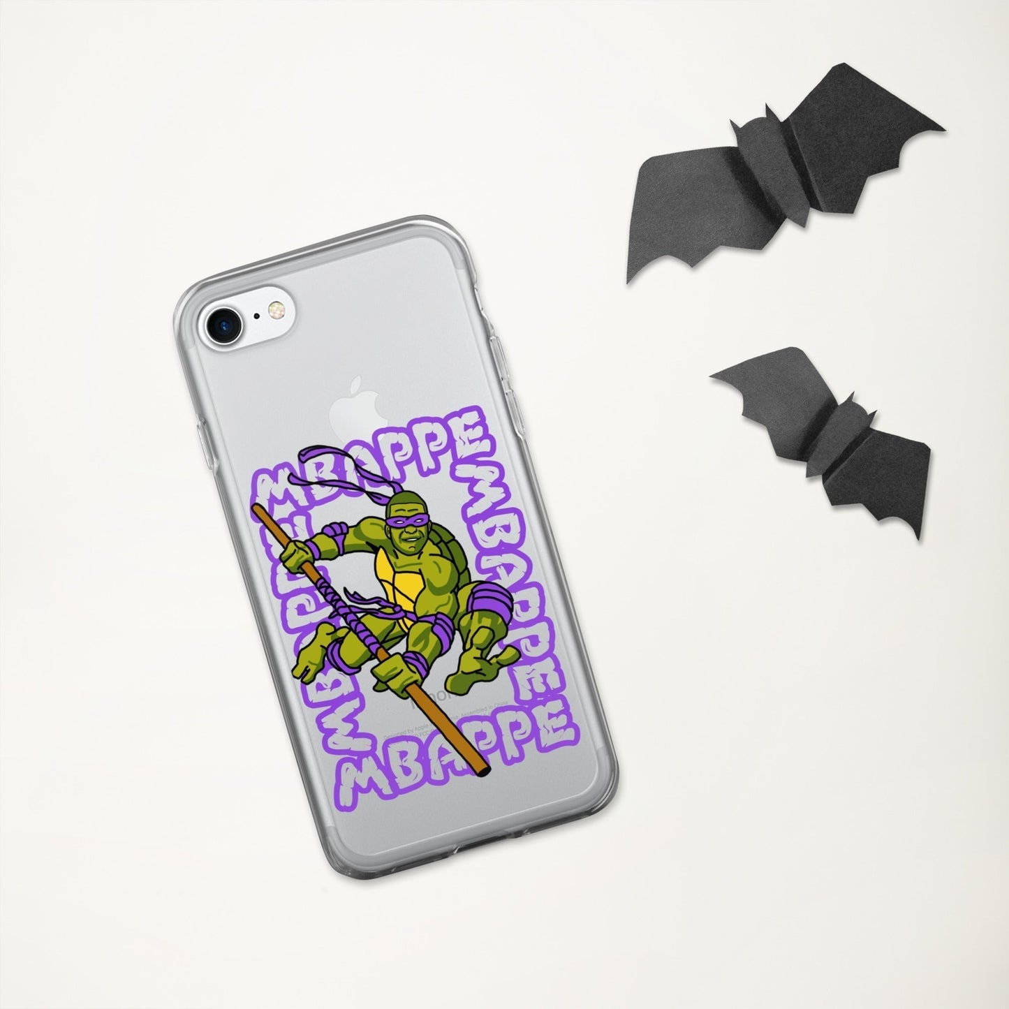 Kylian Mbappe Purple Ninja Turtle Donatello Clear Case for iPhone® Mobile Phone Cases Football Kylian Mbappe Ninja Turtles PSG Real Madrid Next Cult Brand