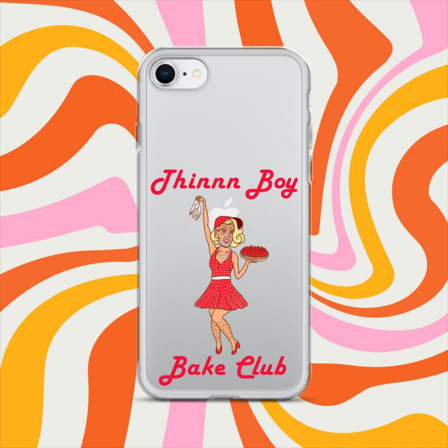 Thinnn Boy Bake Club The Fighter and The Kid TFATK Podcast Comedy 60s retro housewife Bryan Callen Clear Case for iPhone iPhone SE Mobile Phone Cases Bryan Callen Podcasts Stand-up Comedy The Fighter and The Kid (TFATK) Thinnn Boy Bake Club Next Cult Brand