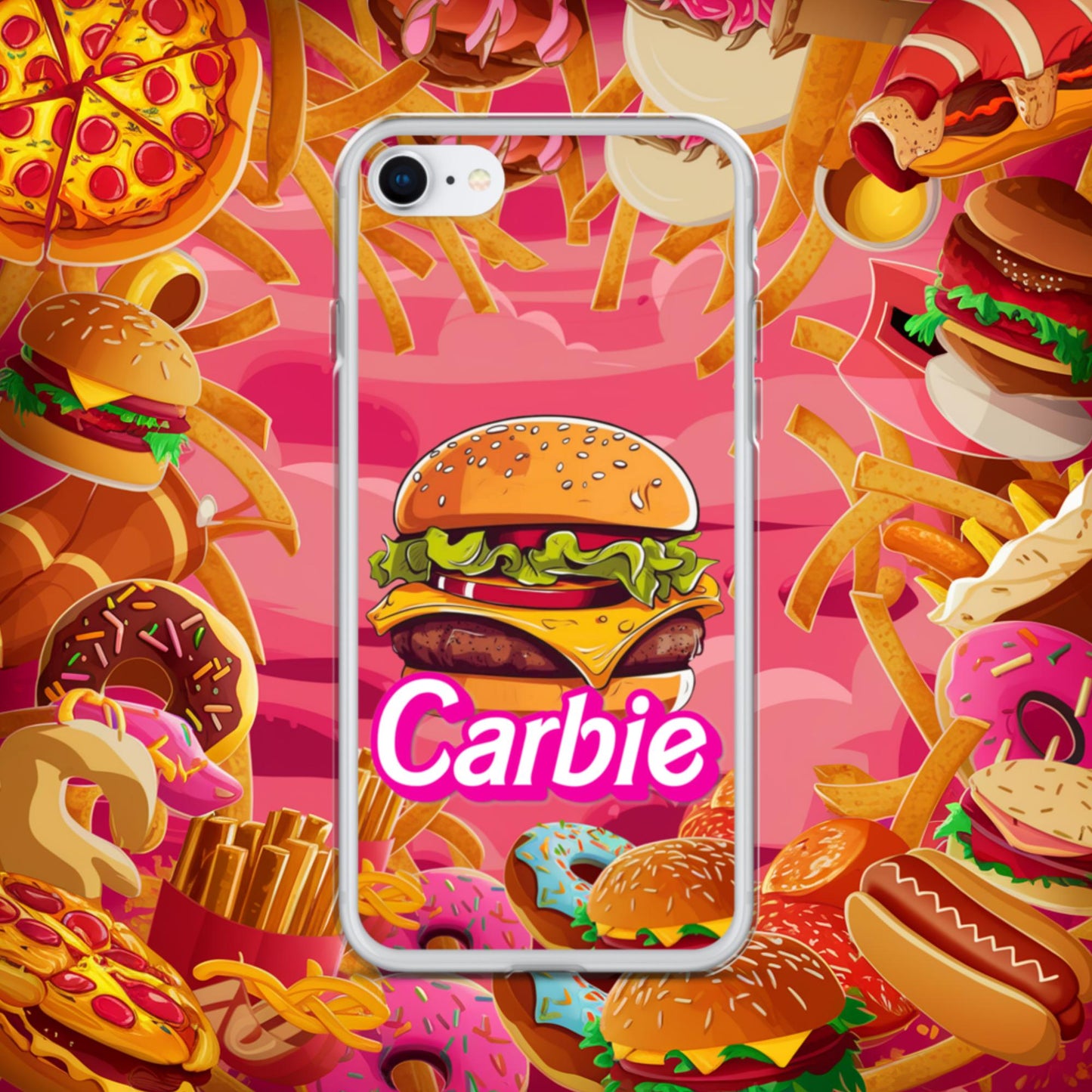 Carbie Barbie Cheeseburger Clear Case for iPhone iPhone SE Mobile Phone Cases Barbie Burgers Carbie Fast Food Movies Next Cult Brand