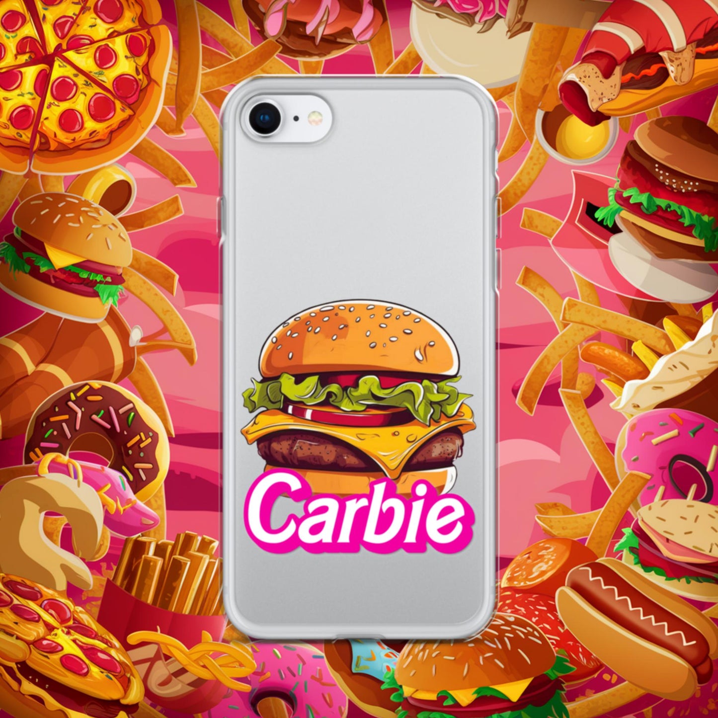 Carbie Barbie Cheeseburger Clear Case for iPhone iPhone SE Mobile Phone Cases Barbie Burgers Carbie Fast Food Movies Next Cult Brand