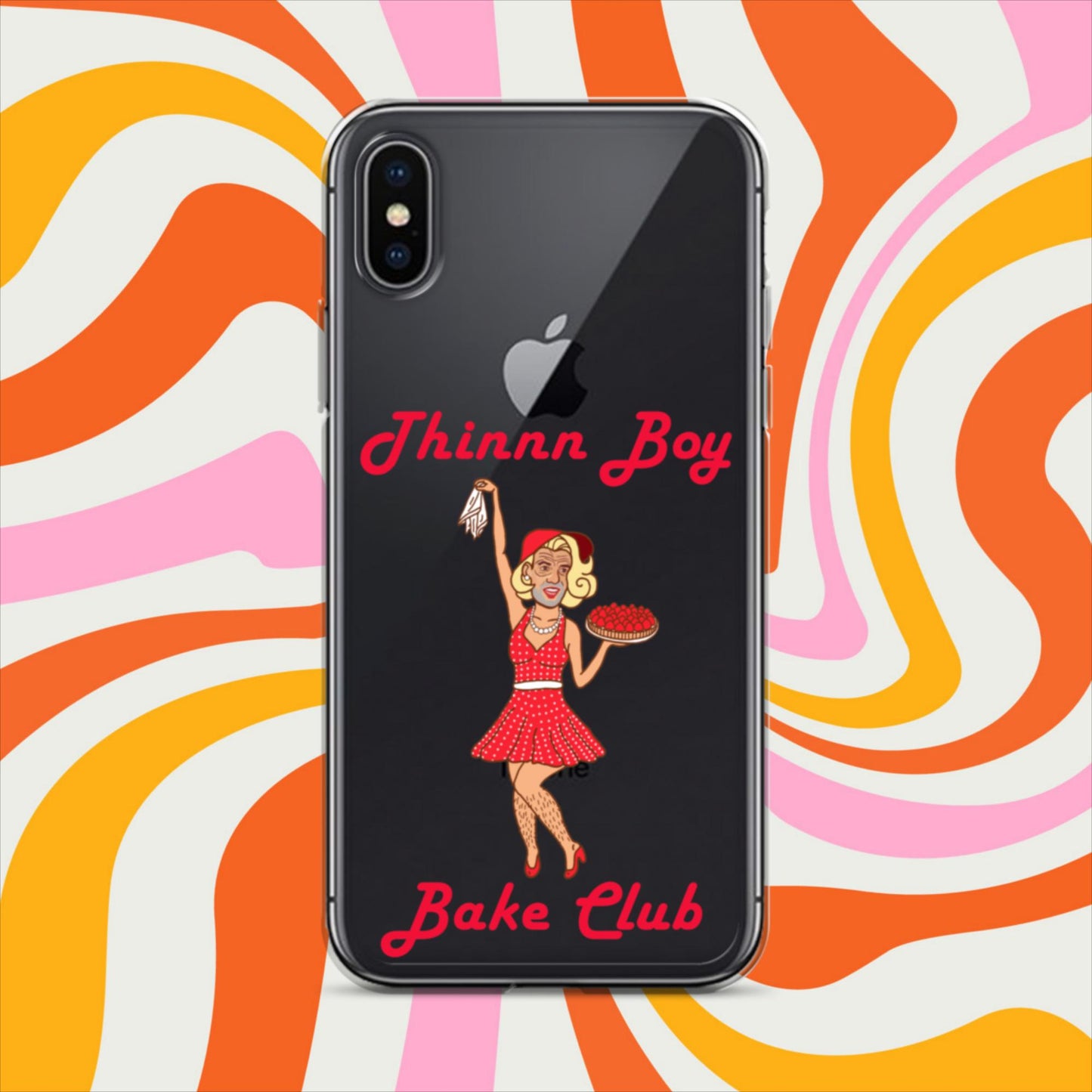 Thinnn Boy Bake Club The Fighter and The Kid TFATK Podcast Comedy 60s retro housewife Bryan Callen Clear Case for iPhone iPhone X XS Mobile Phone Cases Bryan Callen Podcasts Stand-up Comedy The Fighter and The Kid (TFATK) Thinnn Boy Bake Club Next Cult Brand