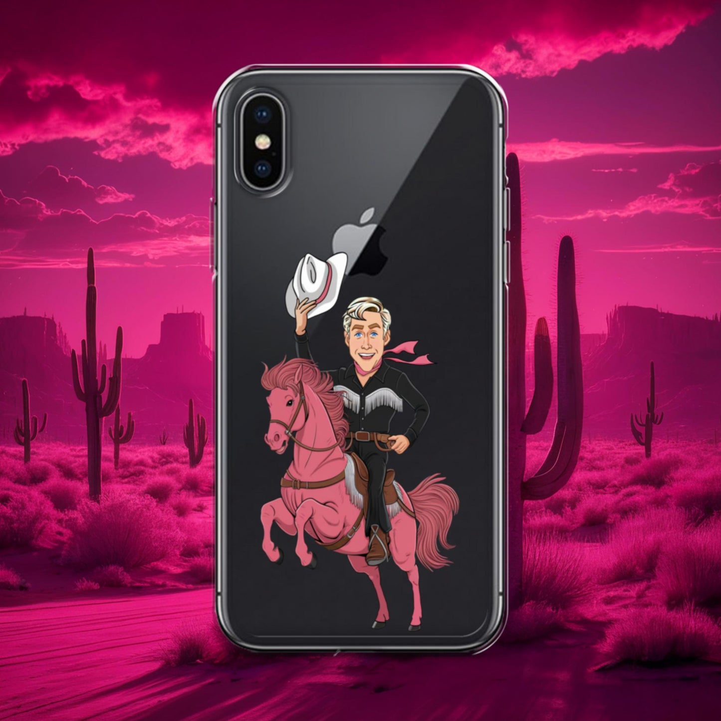 Ryan Gosling Ken Cowboy Horse Barbie Movie Clear Case for iPhone iPhone X XS Mobile Phone Cases Barbie Celebrities Ken Movies Ryan Gosling Next Cult Brand