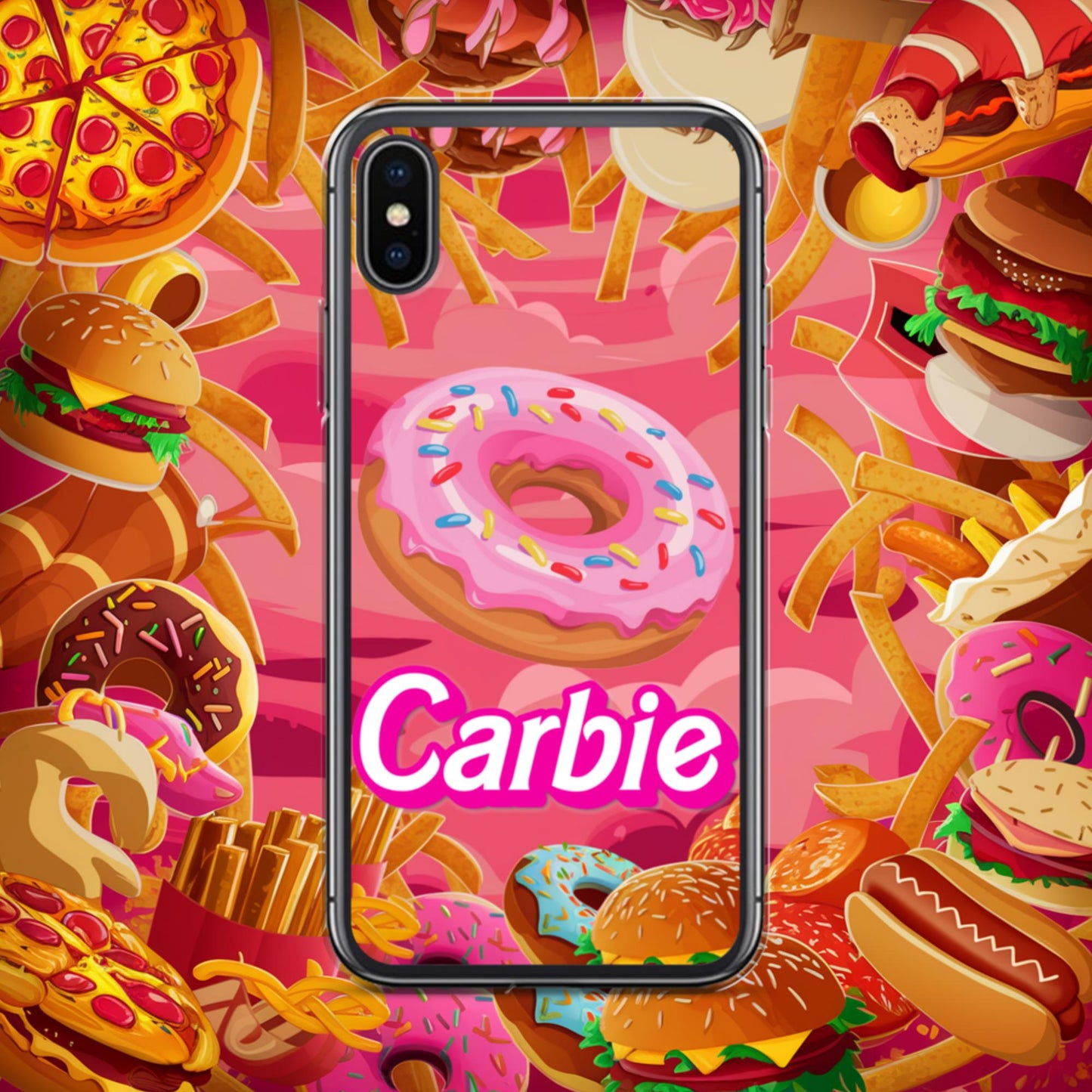 Carbie Barbie I Love Carbs I Love Donuts Clear Case for iPhone iPhone X XS Mobile Phone Cases Barbie Carbie Donuts Fast Food Ken Movies Next Cult Brand