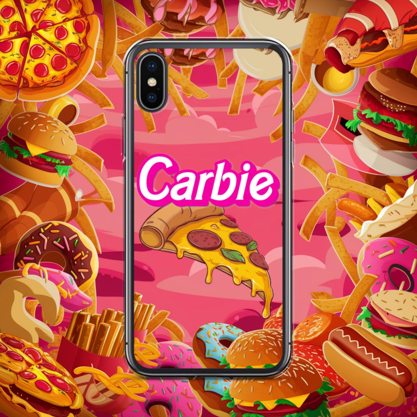 Carbie Barbie I Love Carbs I Love Pizza Clear Case for iPhone iPhone X XS Mobile Phone Cases Barbie Carbie Fast Food Ken Movies Pizza Next Cult Brand