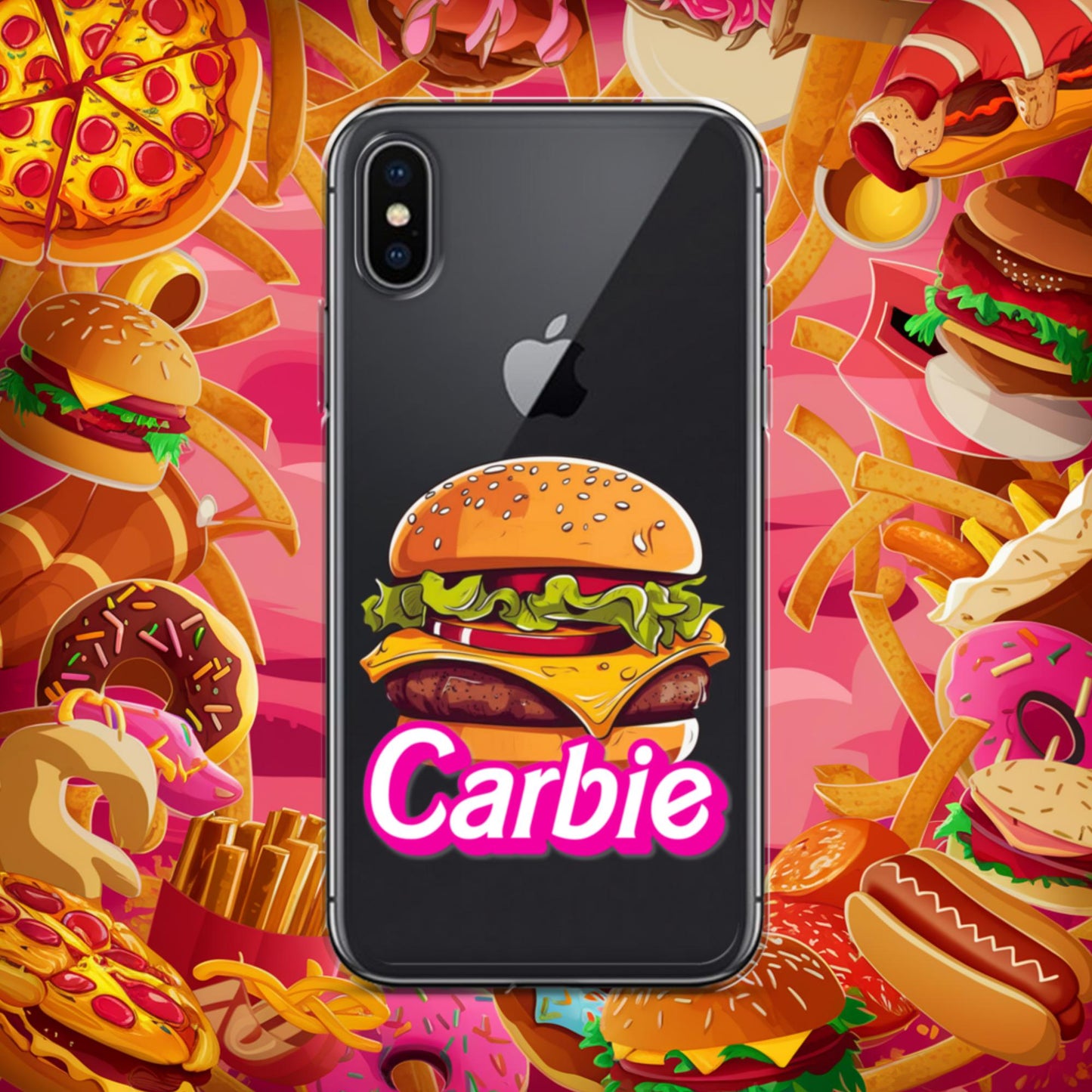 Carbie Barbie Cheeseburger Clear Case for iPhone iPhone X XS Mobile Phone Cases Barbie Burgers Carbie Fast Food Movies Next Cult Brand