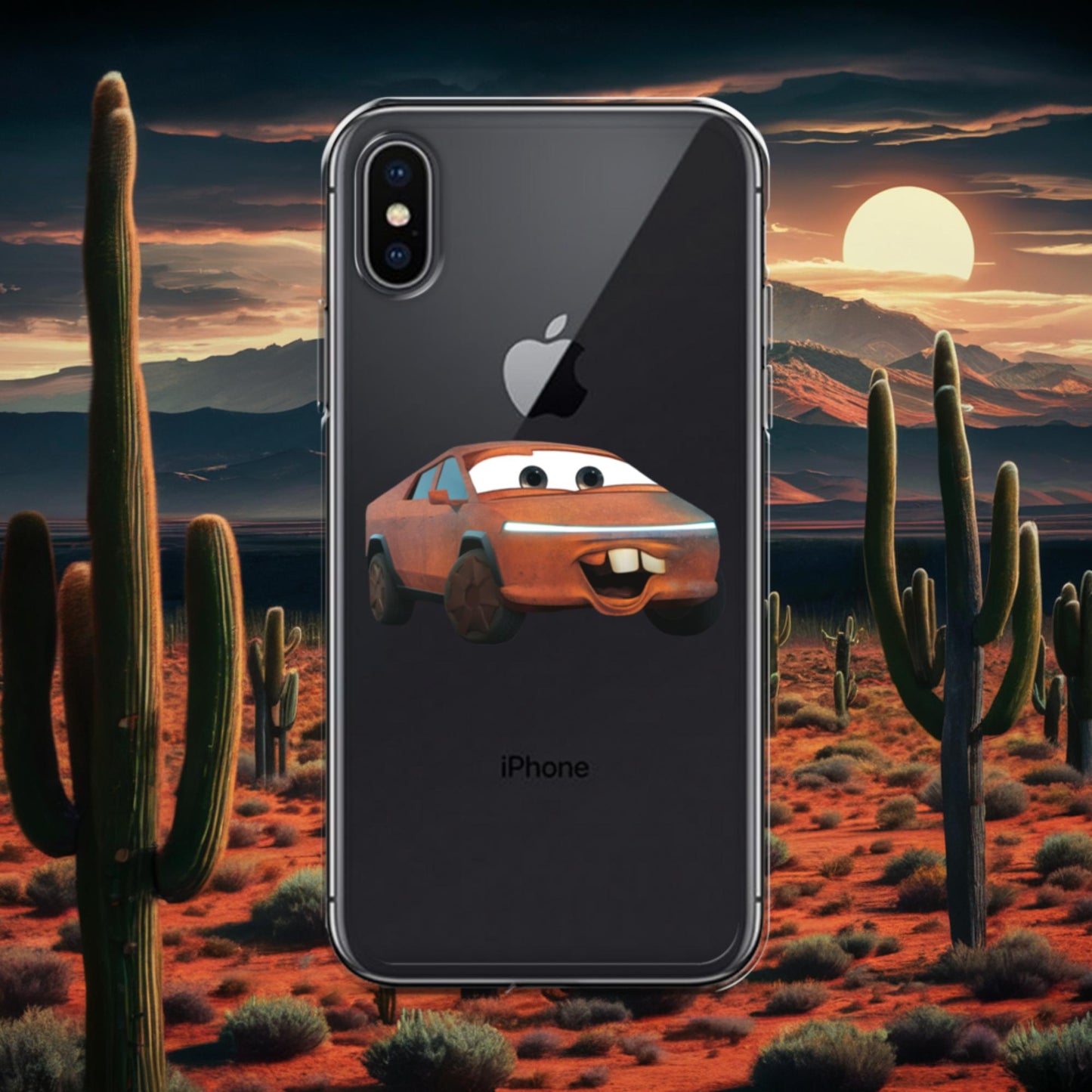 Rusty Tesla Cybertruck Elon Musk Cars Movie Tow Mater Clear Case for iPhone iPhone X XS Mobile Phone Cases Cars Movie Celebrities Cybertruck Elon Musk Movies Tesla Next Cult Brand