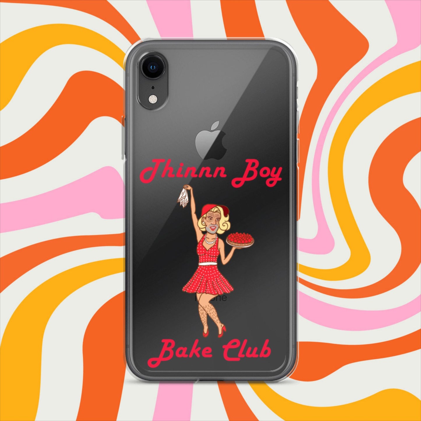 Thinnn Boy Bake Club The Fighter and The Kid TFATK Podcast Comedy 60s retro housewife Bryan Callen Clear Case for iPhone iPhone XR Mobile Phone Cases Bryan Callen Podcasts Stand-up Comedy The Fighter and The Kid (TFATK) Thinnn Boy Bake Club Next Cult Brand