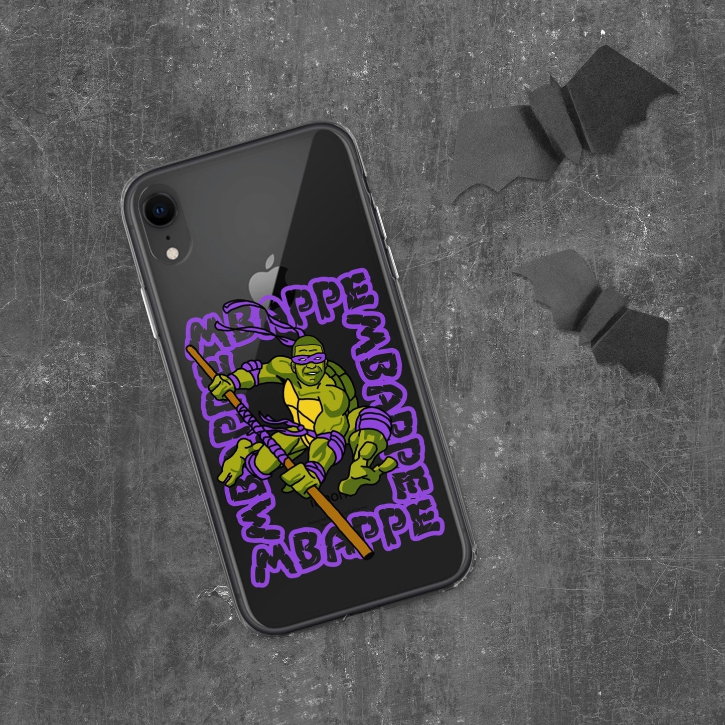 Kylian Mbappe Purple Ninja Turtle Donatello Clear Case for iPhone® iPhone XR Mobile Phone Cases Football Kylian Mbappe Ninja Turtles PSG Real Madrid Next Cult Brand