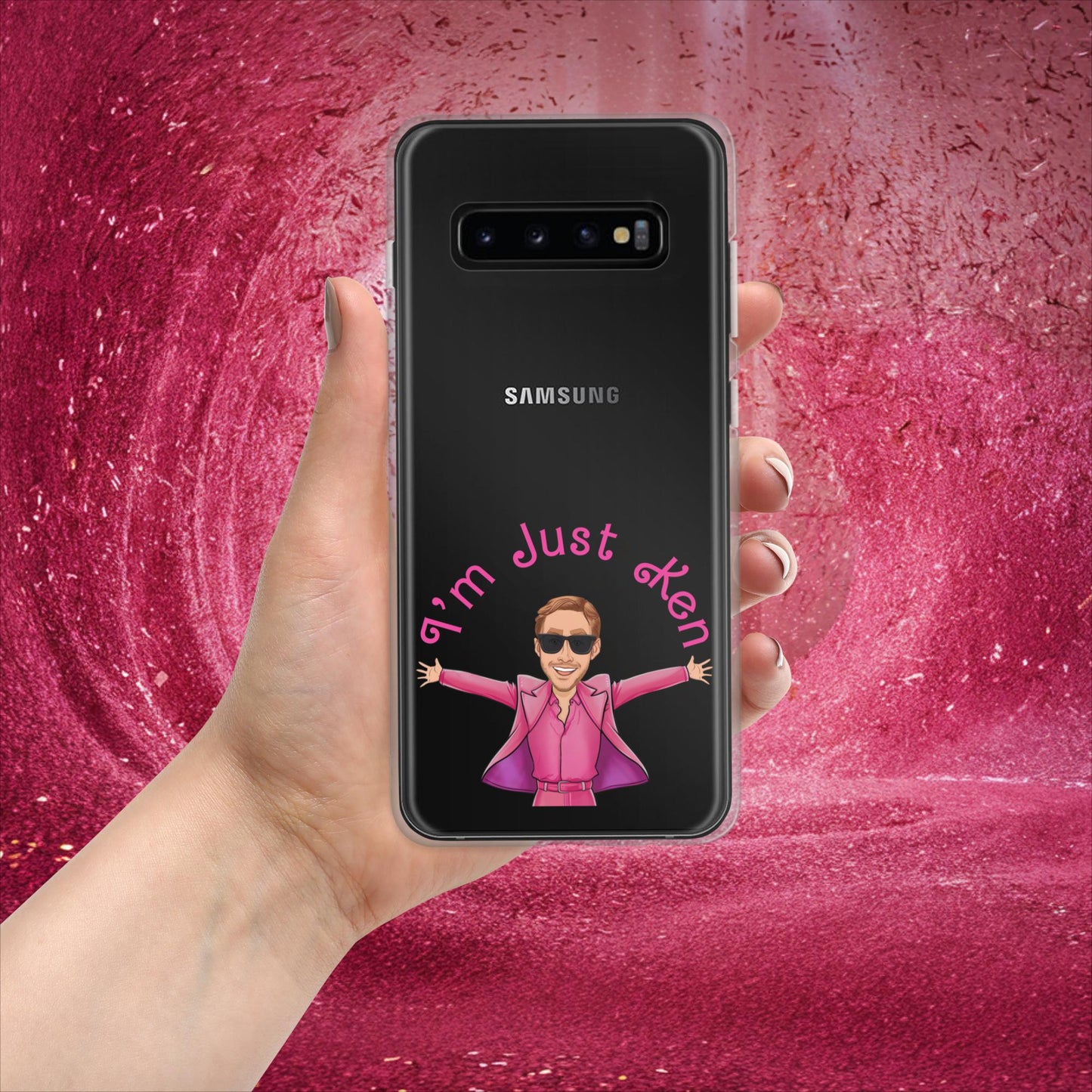 Ken Barbie Ryan Gosling I'm Just Ken Clear Case for Samsung Samsung Galaxy S10+ Mobile Phone Cases Barbie Celebrities Ken Movies Ryan Gosling Next Cult Brand