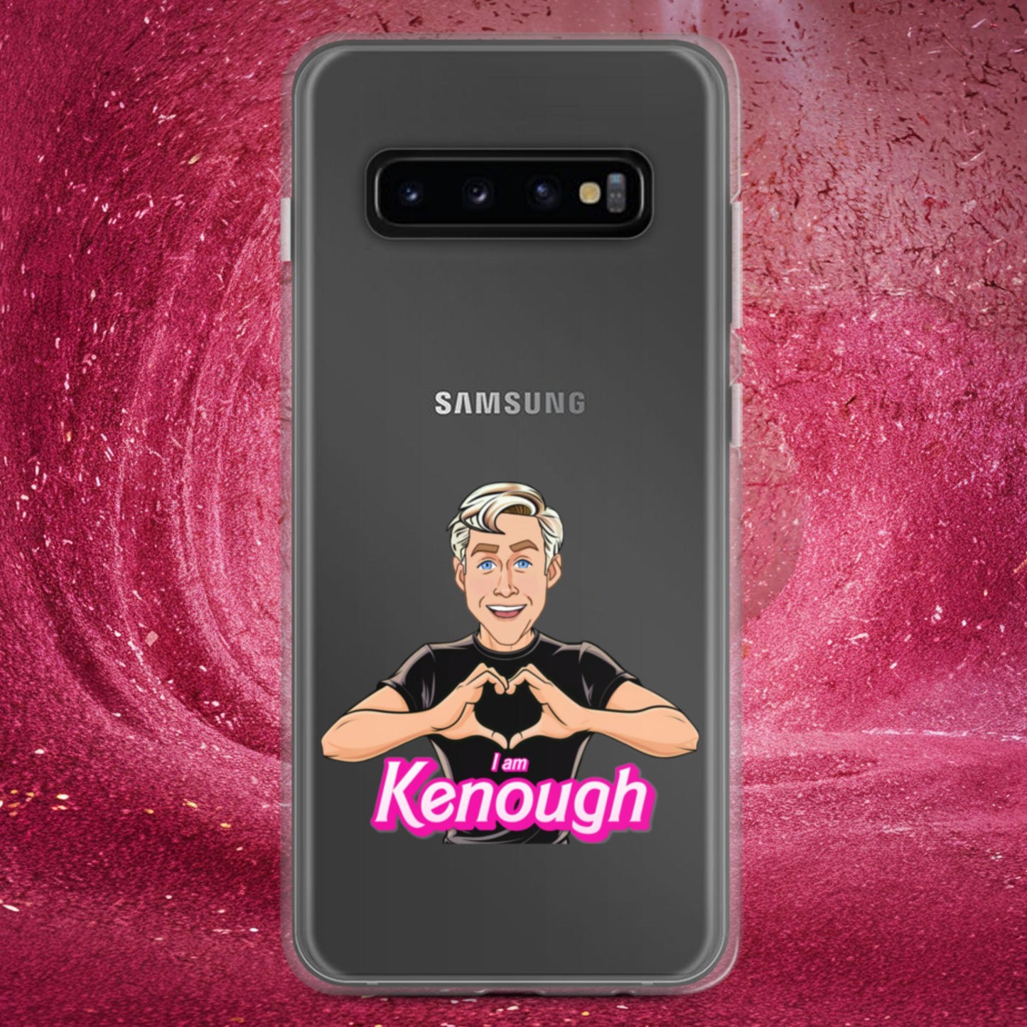 I am Kenough Ryan Gosling Ken Barbie Movie Clear Case for Samsung Samsung Galaxy S10+ Mobile Phone Cases Barbie Celebrities Ken Movies Ryan Gosling Next Cult Brand