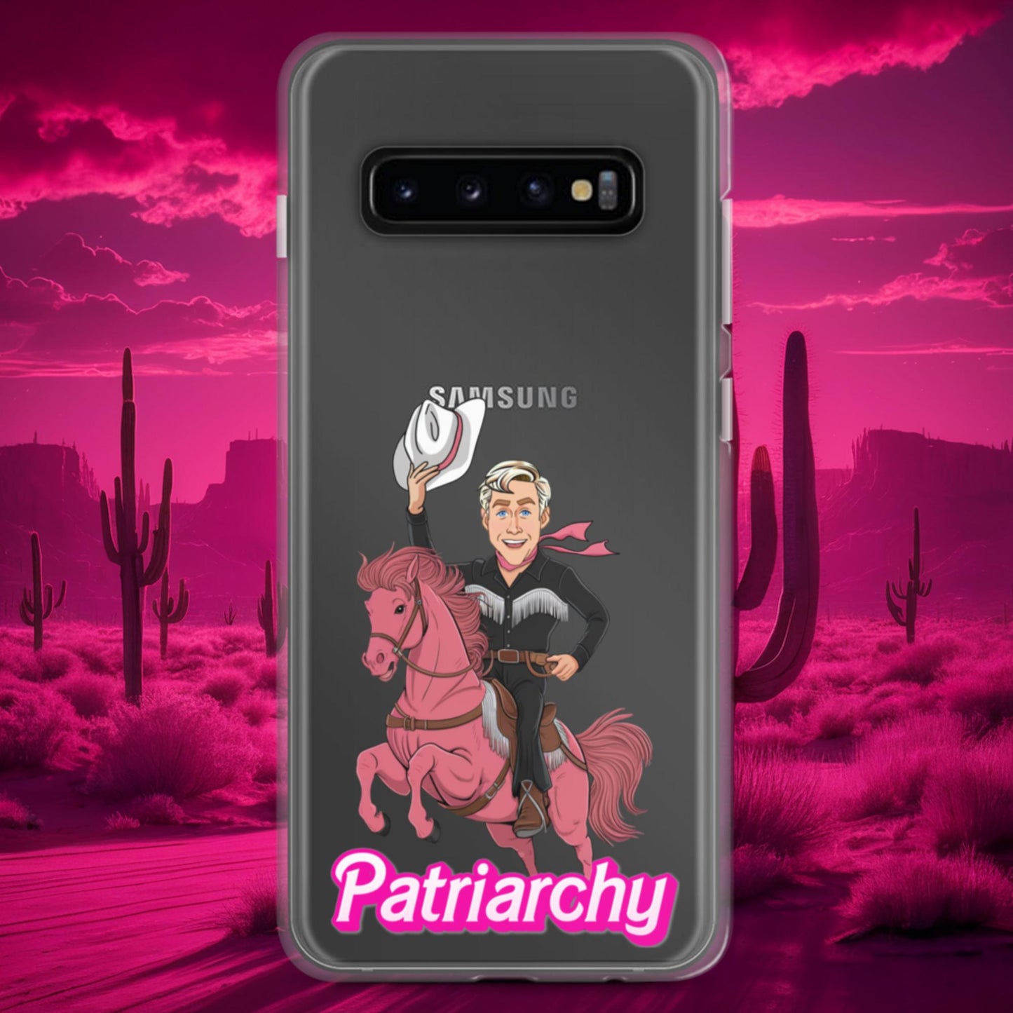 Ken Barbie Movie When I found out the patriarchy wasn't just about horses, I lost interest Clear Case for Samsung Samsung Galaxy S10+ Mobile Phone Cases Barbie Celebrities Ken Movies Ryan Gosling Next Cult Brand