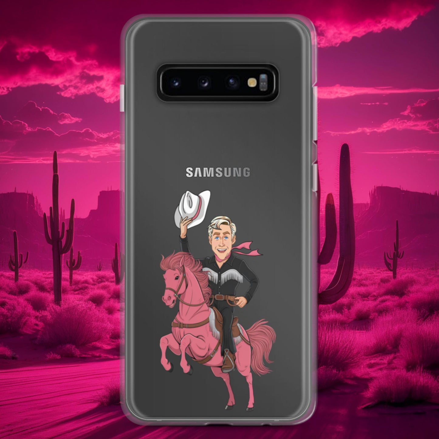 Ryan Gosling Ken Cowboy Horse Barbie Movie Clear Case for Samsung Samsung Galaxy S10+ Mobile Phone Cases Barbie Celebrities Ken Movies Ryan Gosling Next Cult Brand